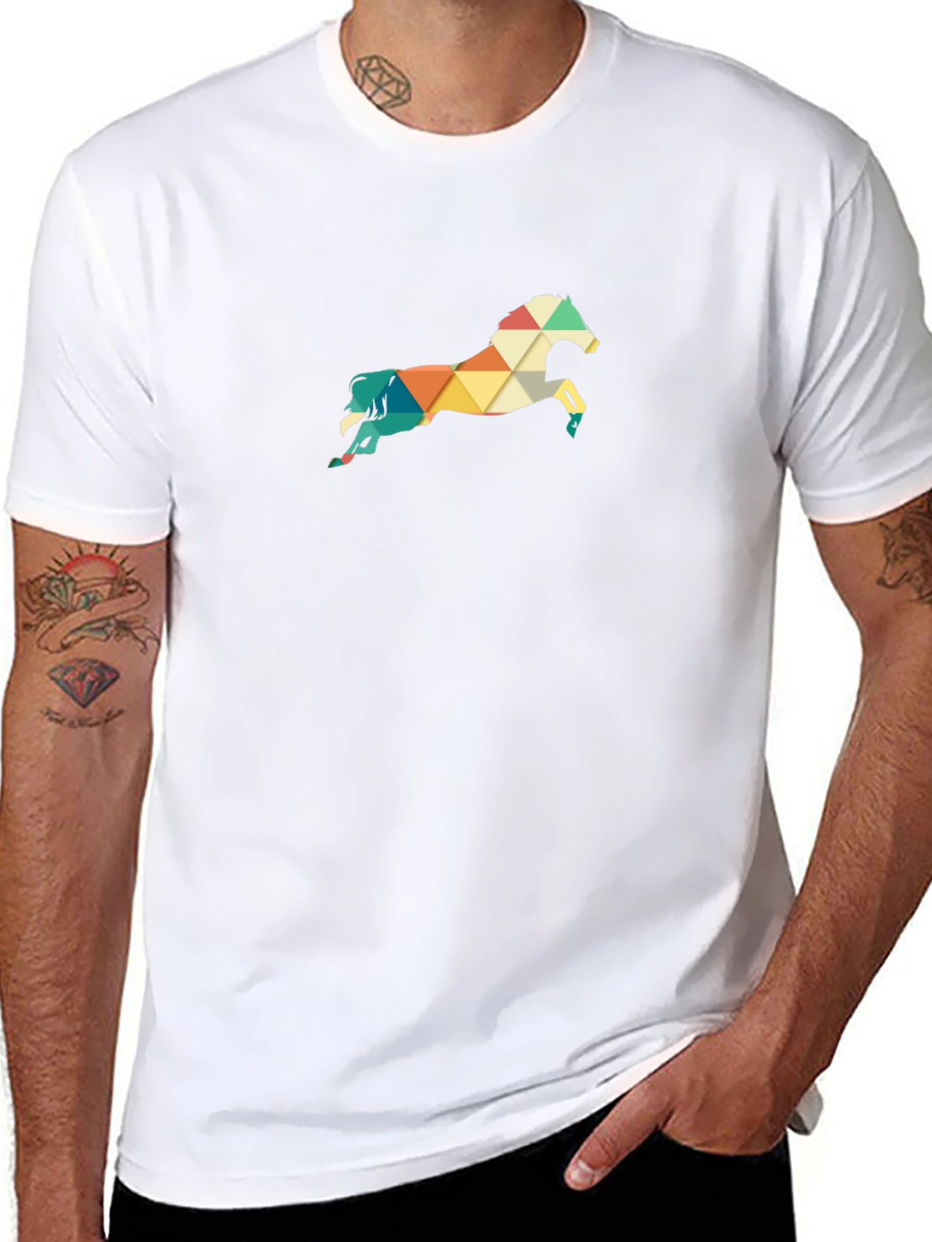 Geometric Horse Tee - Stylish Mens Graphic T-Shirt