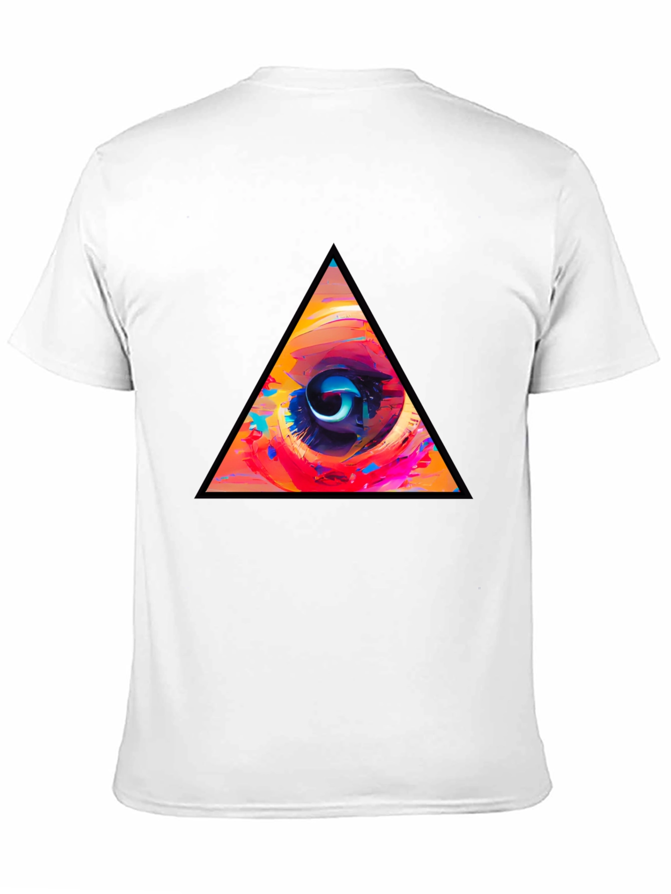 Abstract Eye Triangle Graphic Black T-Shirt