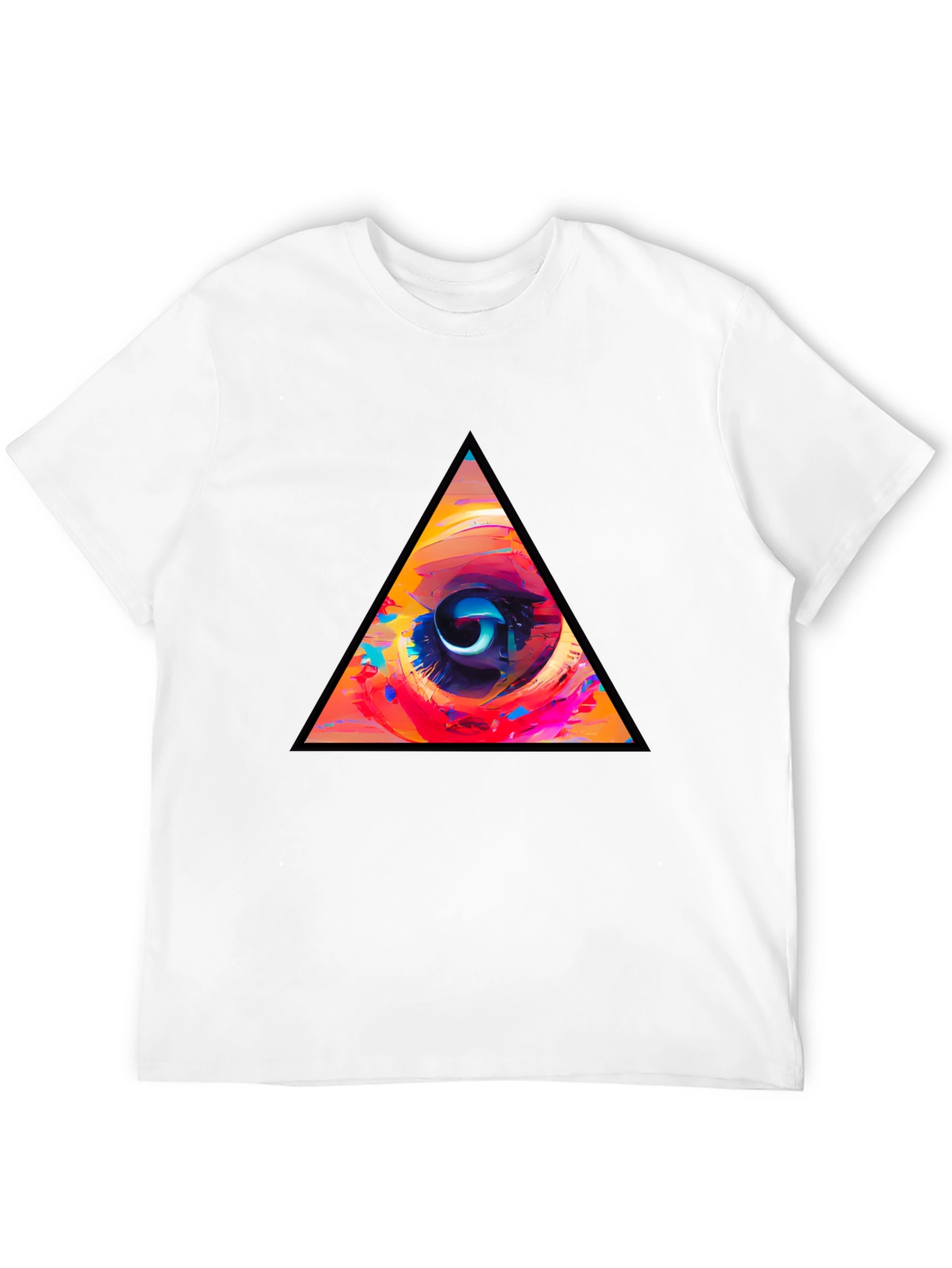 Abstract Eye Triangle Graphic Black T-Shirt