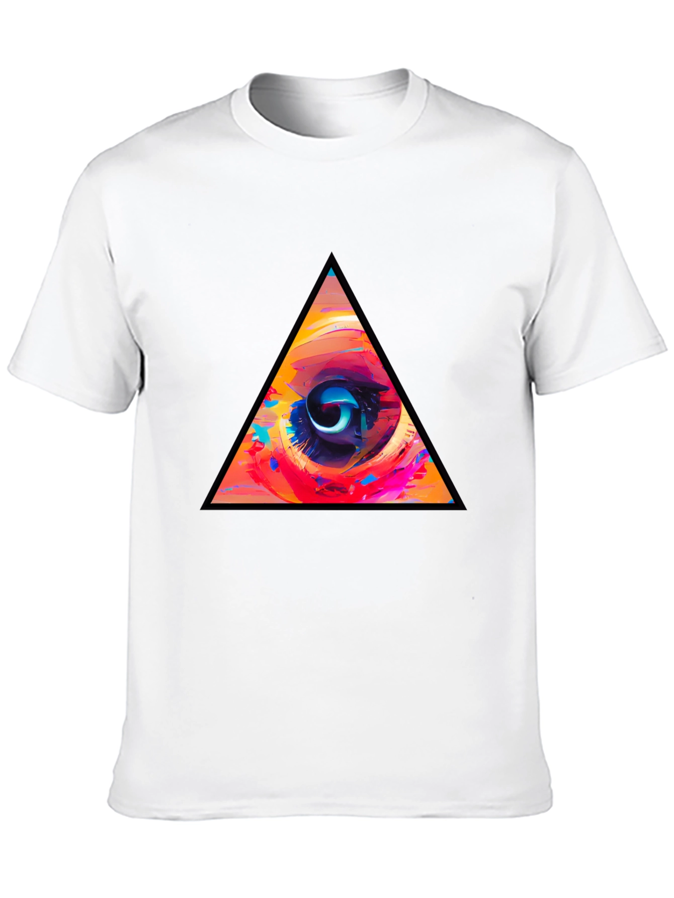 Abstract Eye Triangle Graphic Black T-Shirt