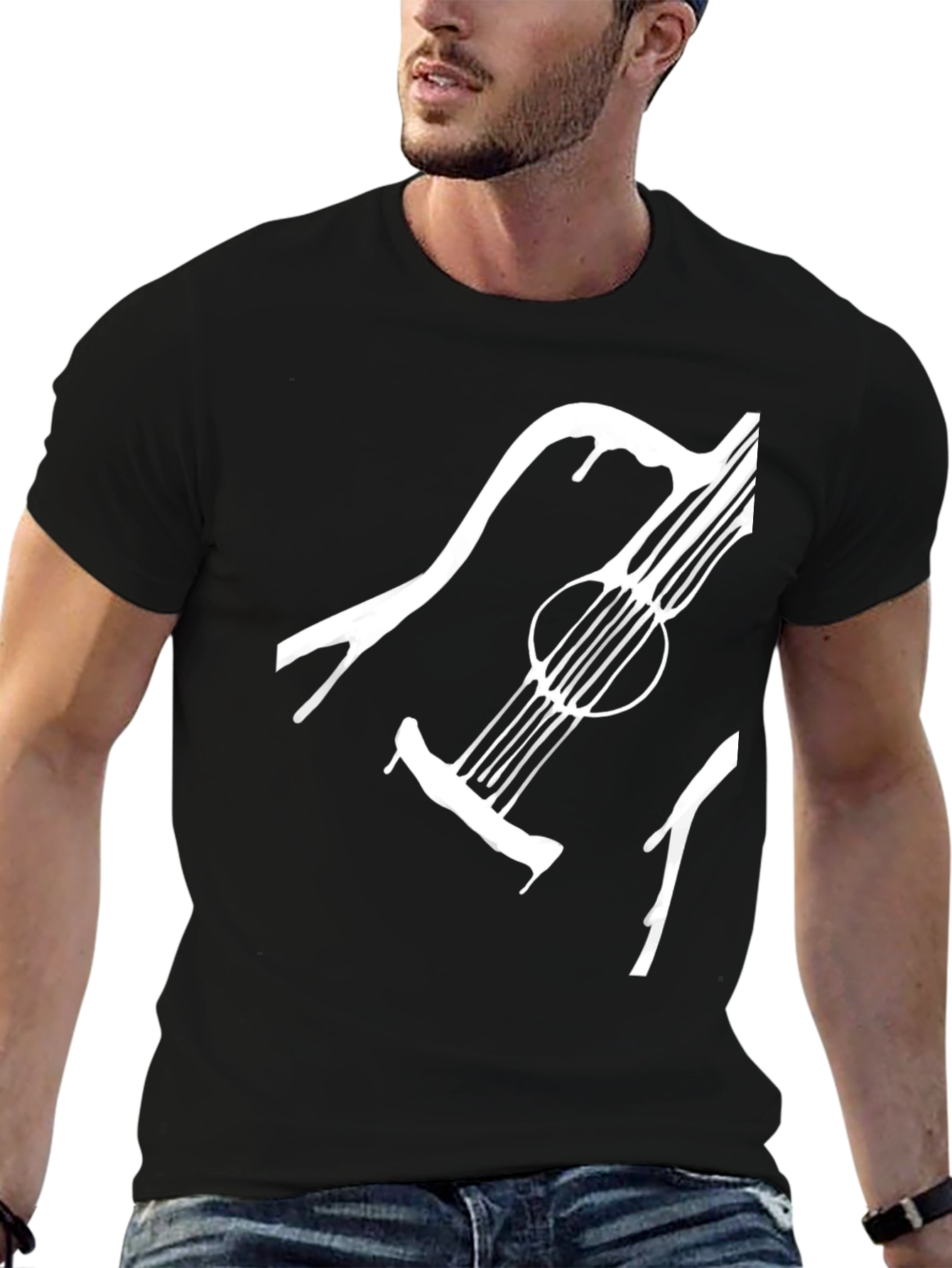 Guitar Graphic Tee - Stylish Black T-Shirt