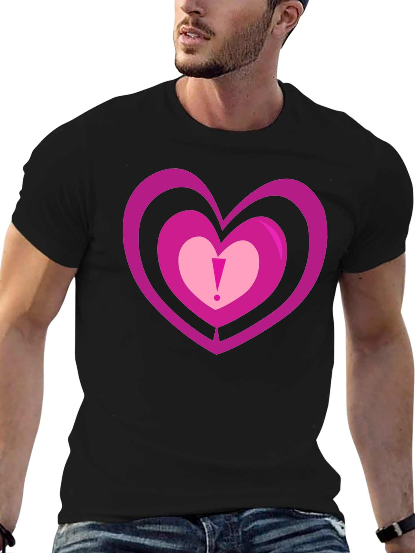 Heart Design Black T-Shirt