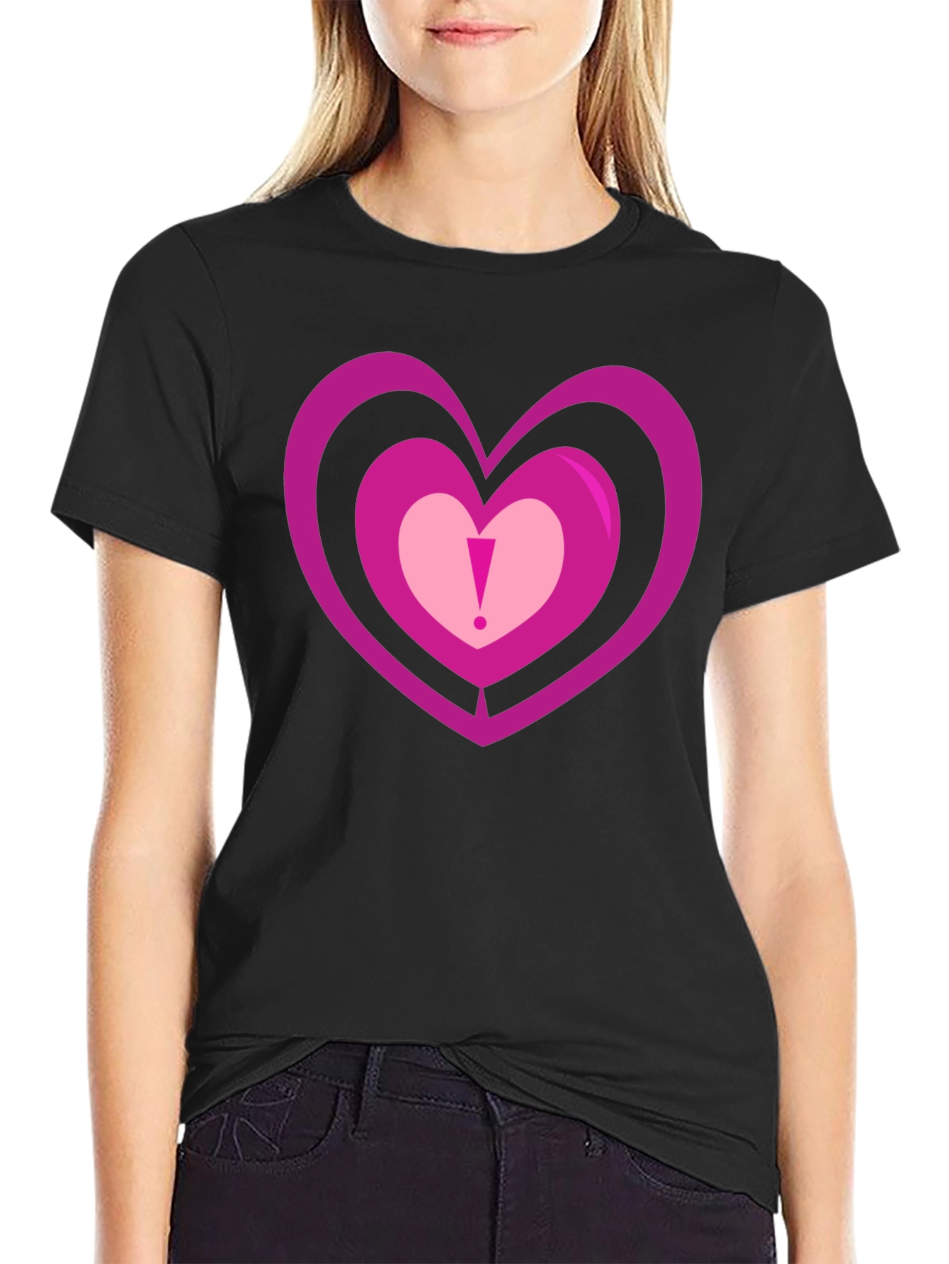Heart Design Black T-Shirt