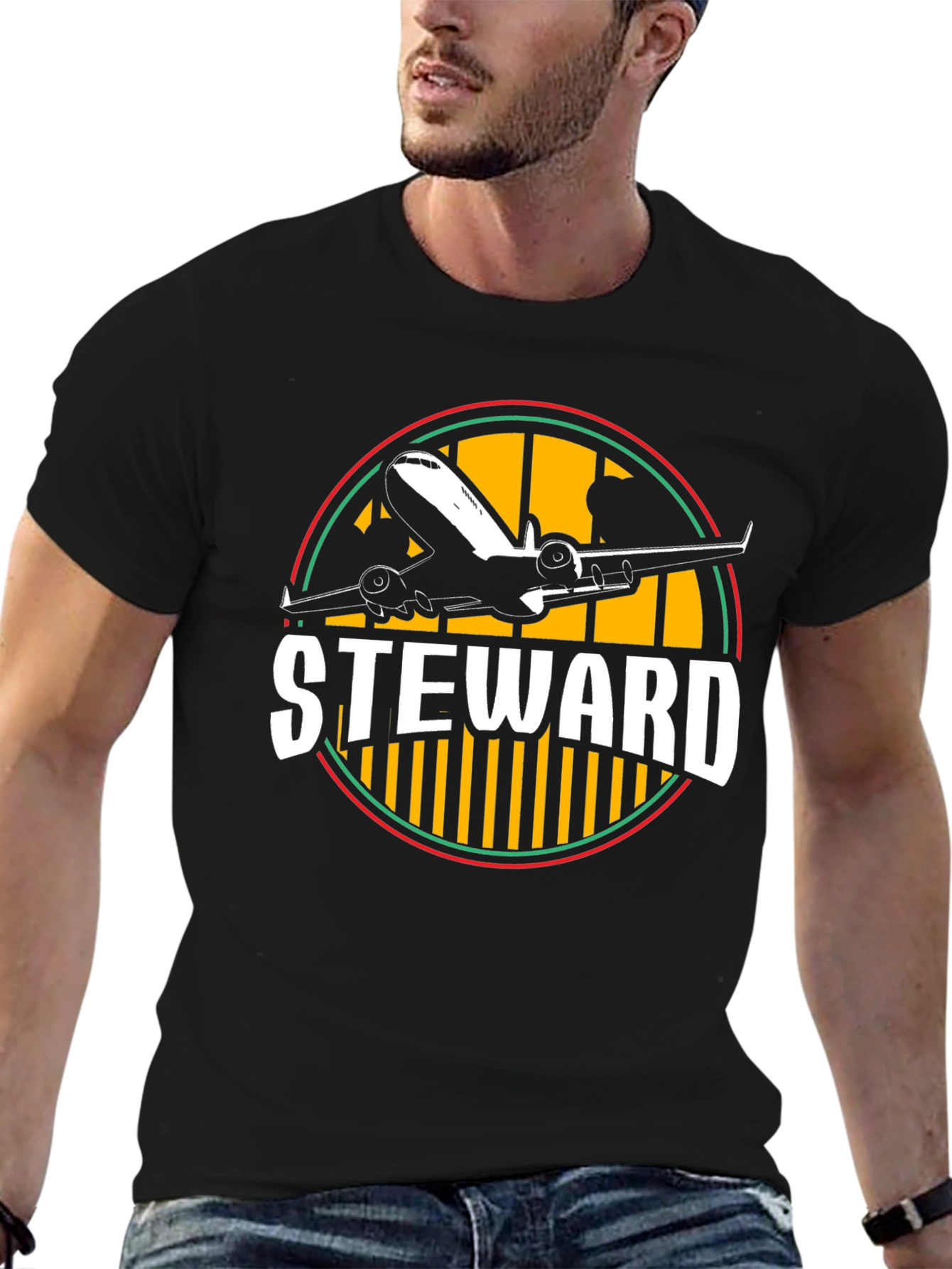 Steward Airplane Graphic T-Shirt