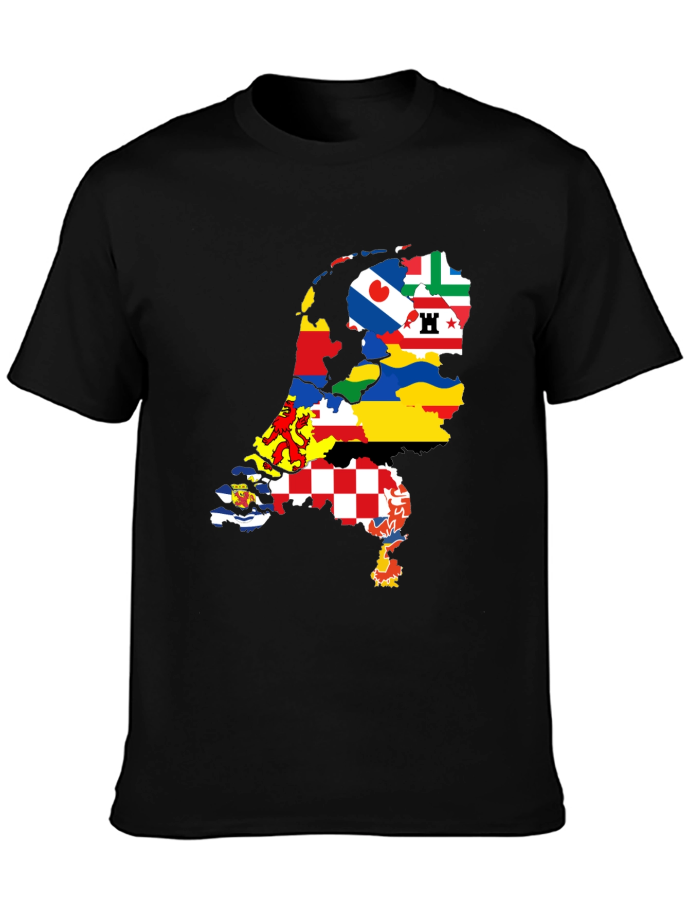 Netherlands Provinces Flag Map Black T-Shirt