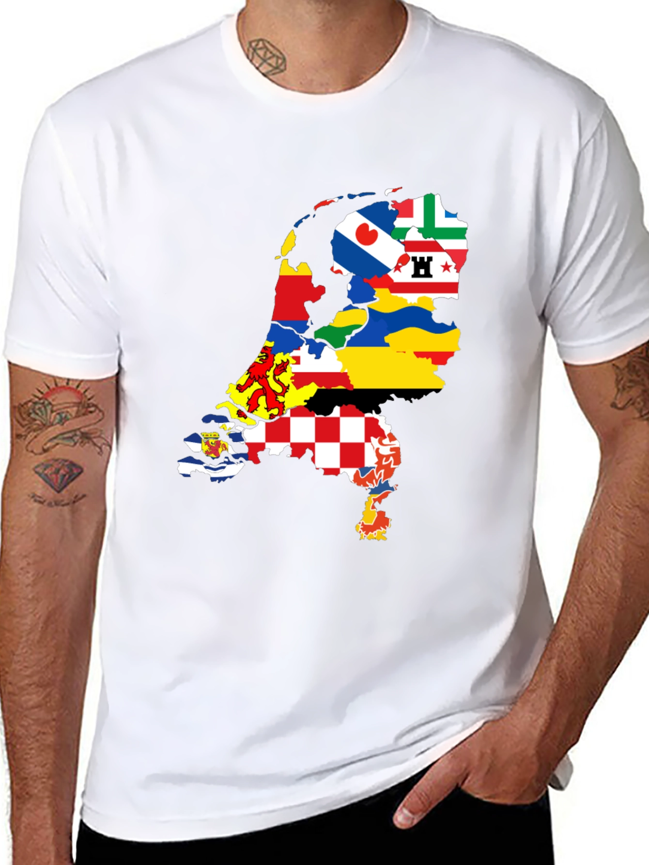 Netherlands Provinces Flag Map Black T-Shirt