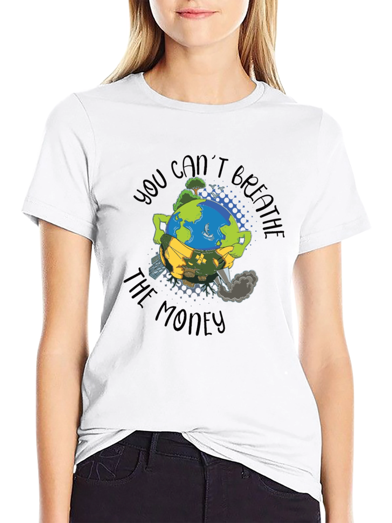 Earth Mask T-Shirt: Cant Breathe the Money Tee