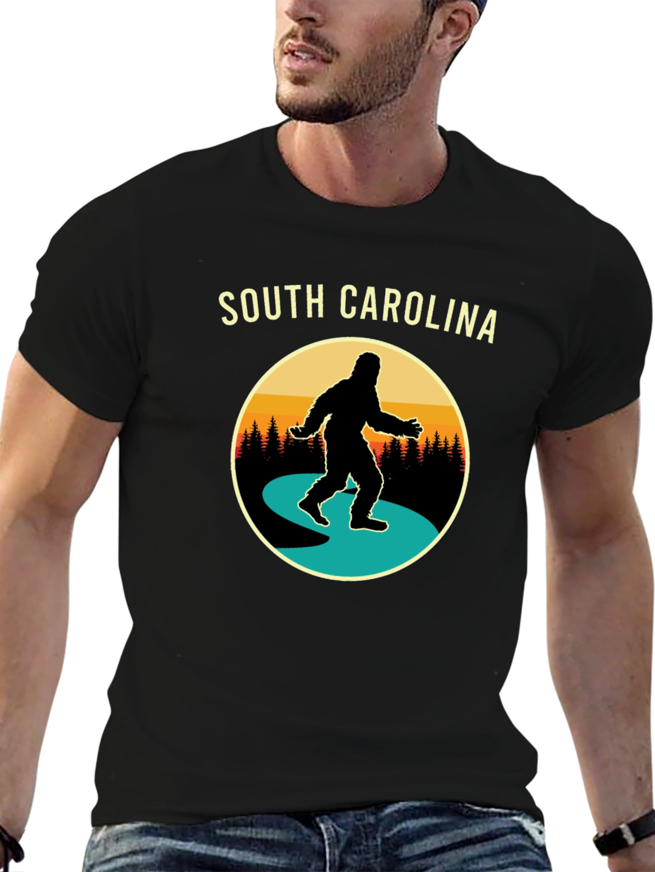 South Carolina Bigfoot T-Shirt -  Retro Sasquatch Tee