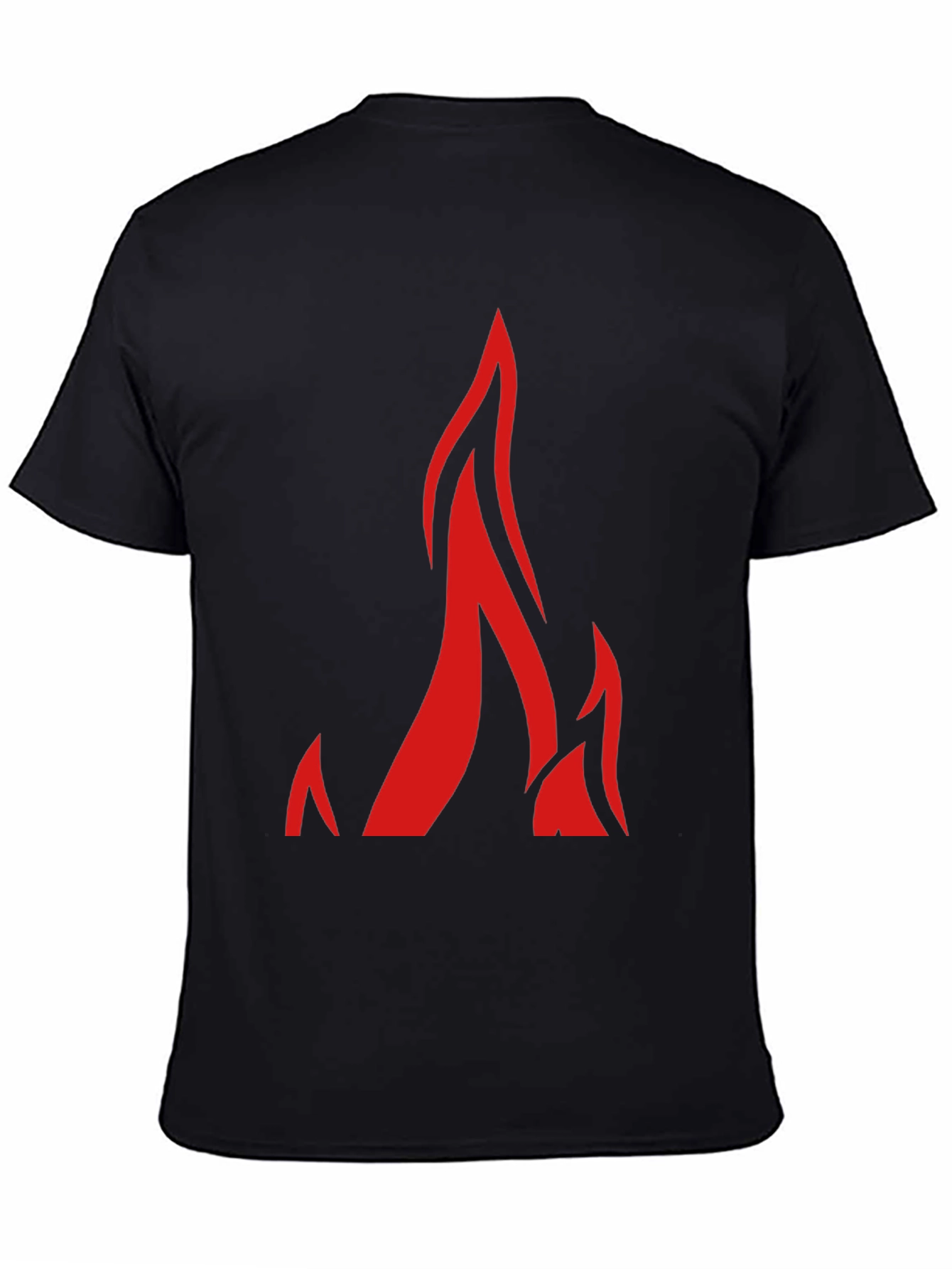 Black T-Shirt with Bold Flame Graphic