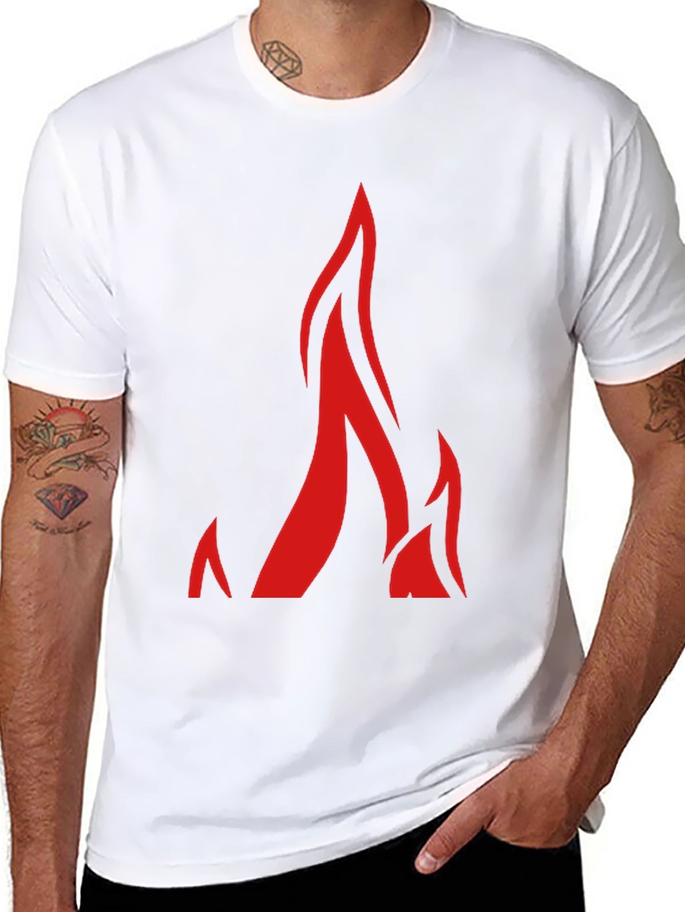 Black T-Shirt with Bold Flame Graphic
