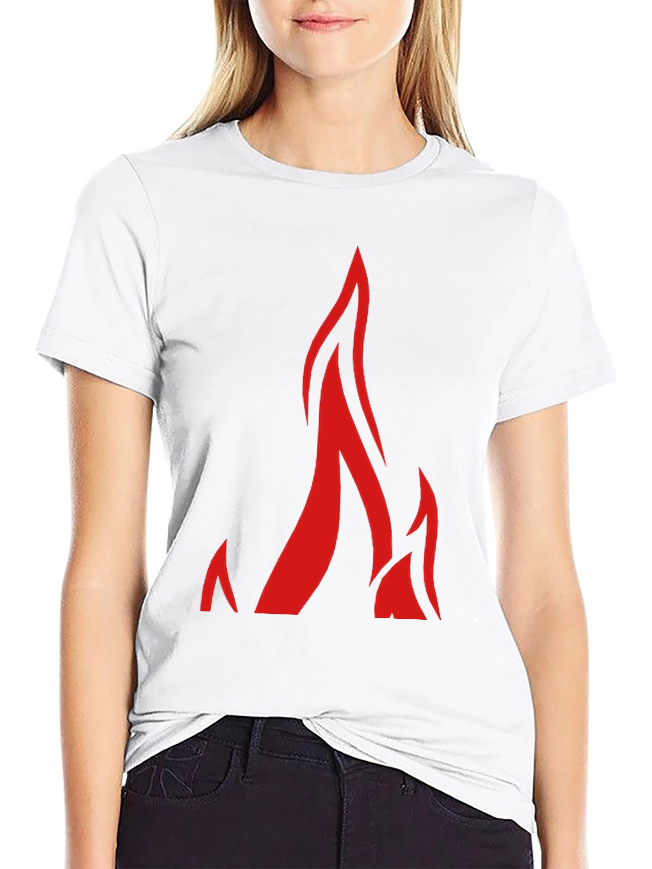 Black T-Shirt with Bold Flame Graphic