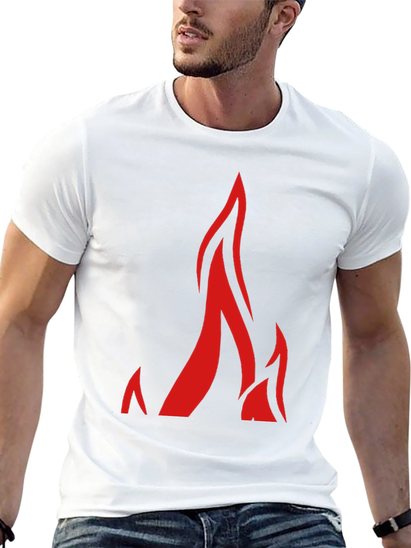 Black T-Shirt with Bold Flame Graphic