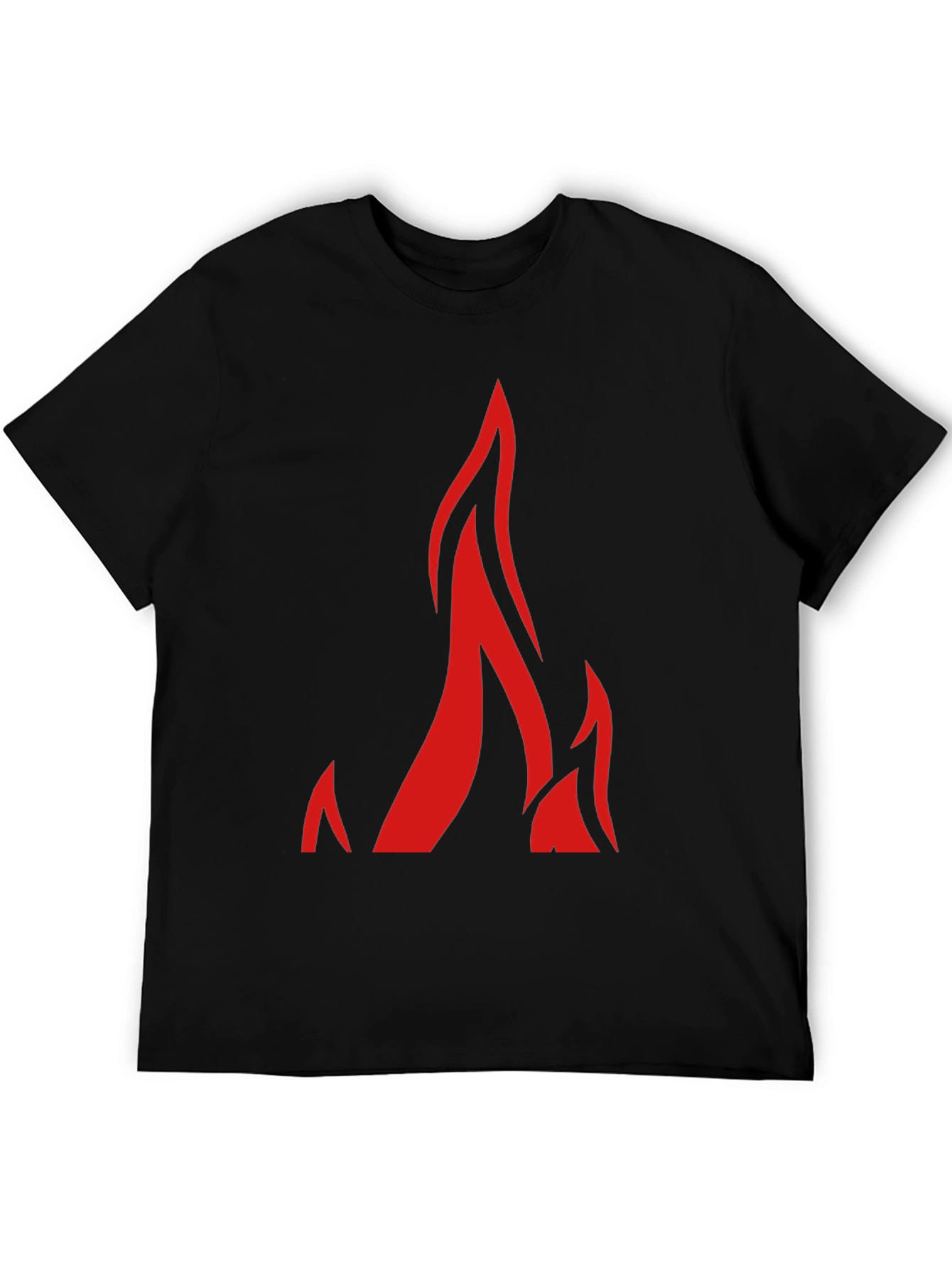 Black T-Shirt with Bold Flame Graphic