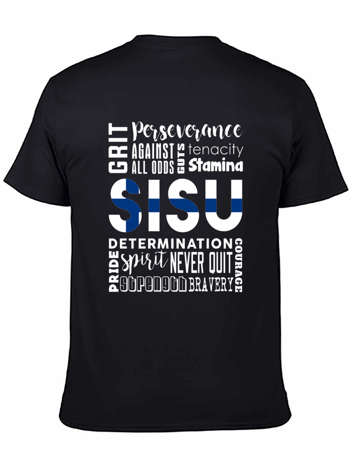 SISU Motivational Word Art Finland Flag T-Shirt