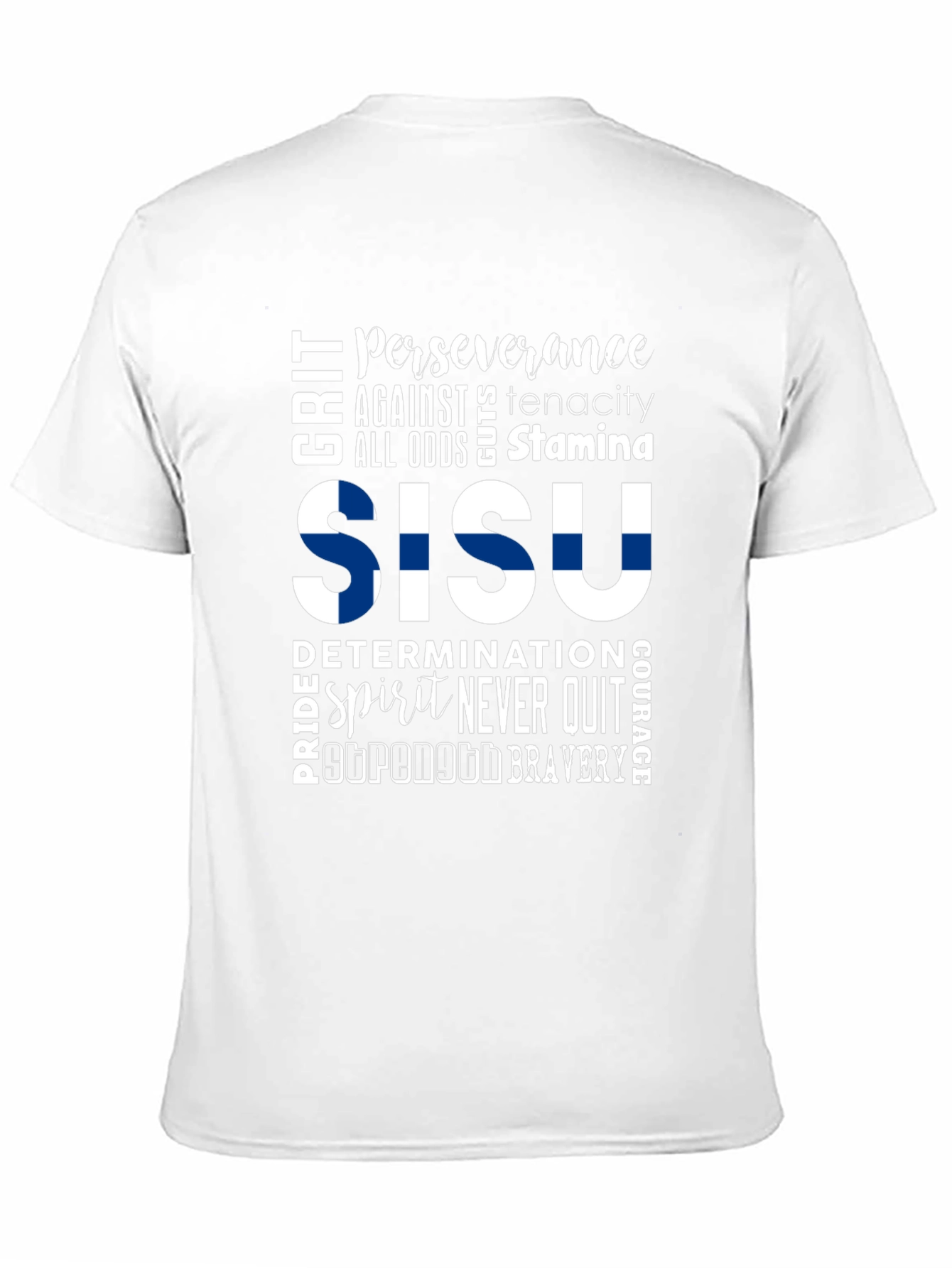 SISU Motivational Word Art Finland Flag T-Shirt