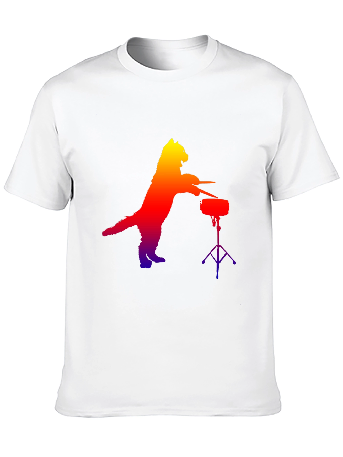Cat Drummer Graphic Tee - Novelty Music Lover T-Shirt