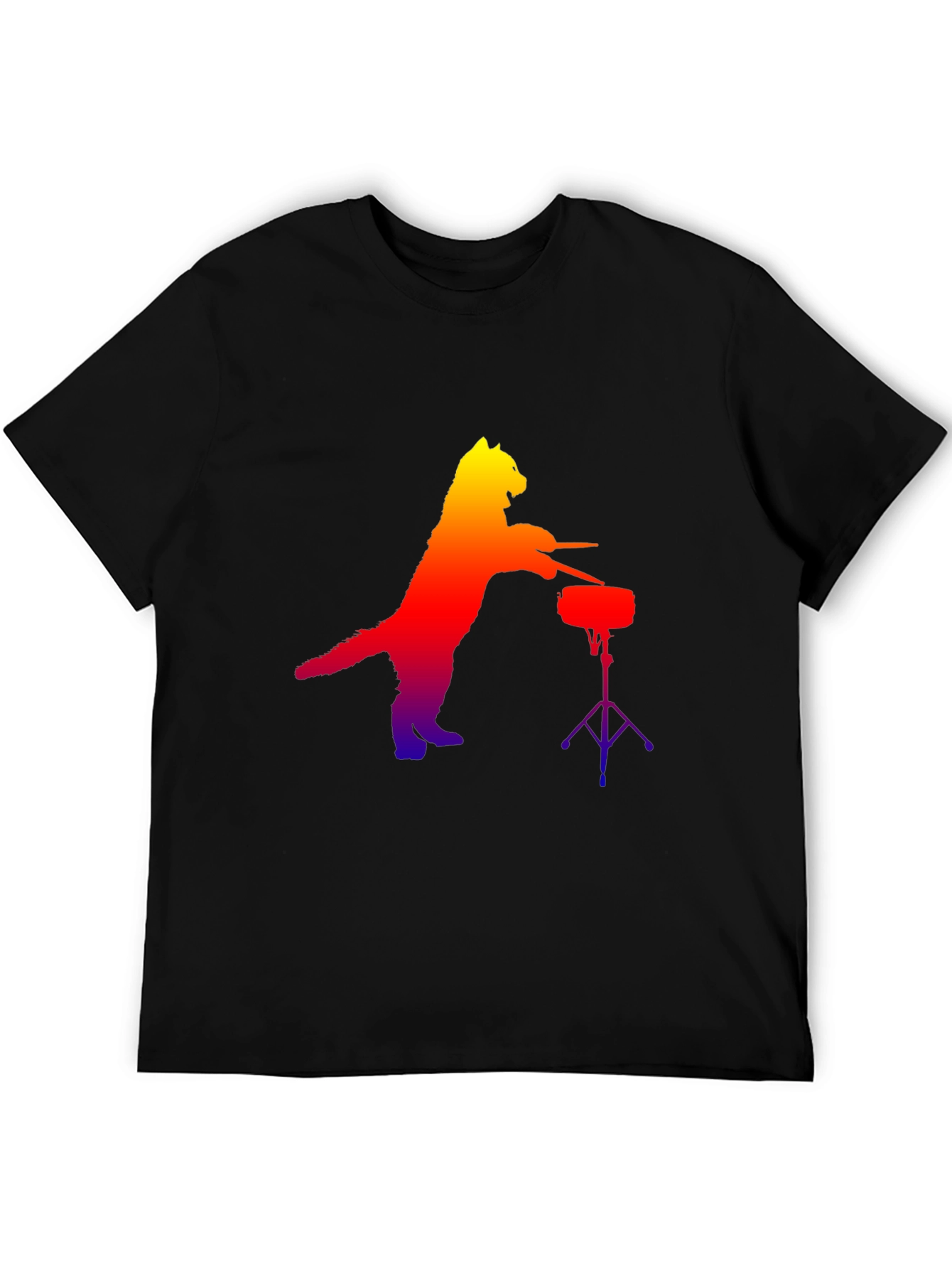 Cat Drummer Graphic Tee - Novelty Music Lover T-Shirt