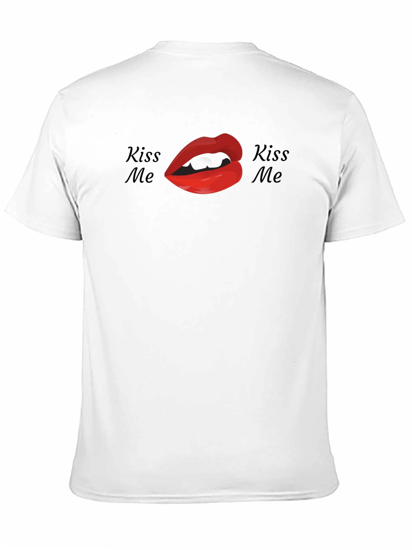 Kiss Me Lips Graphic Tee - Black Cotton Shirt