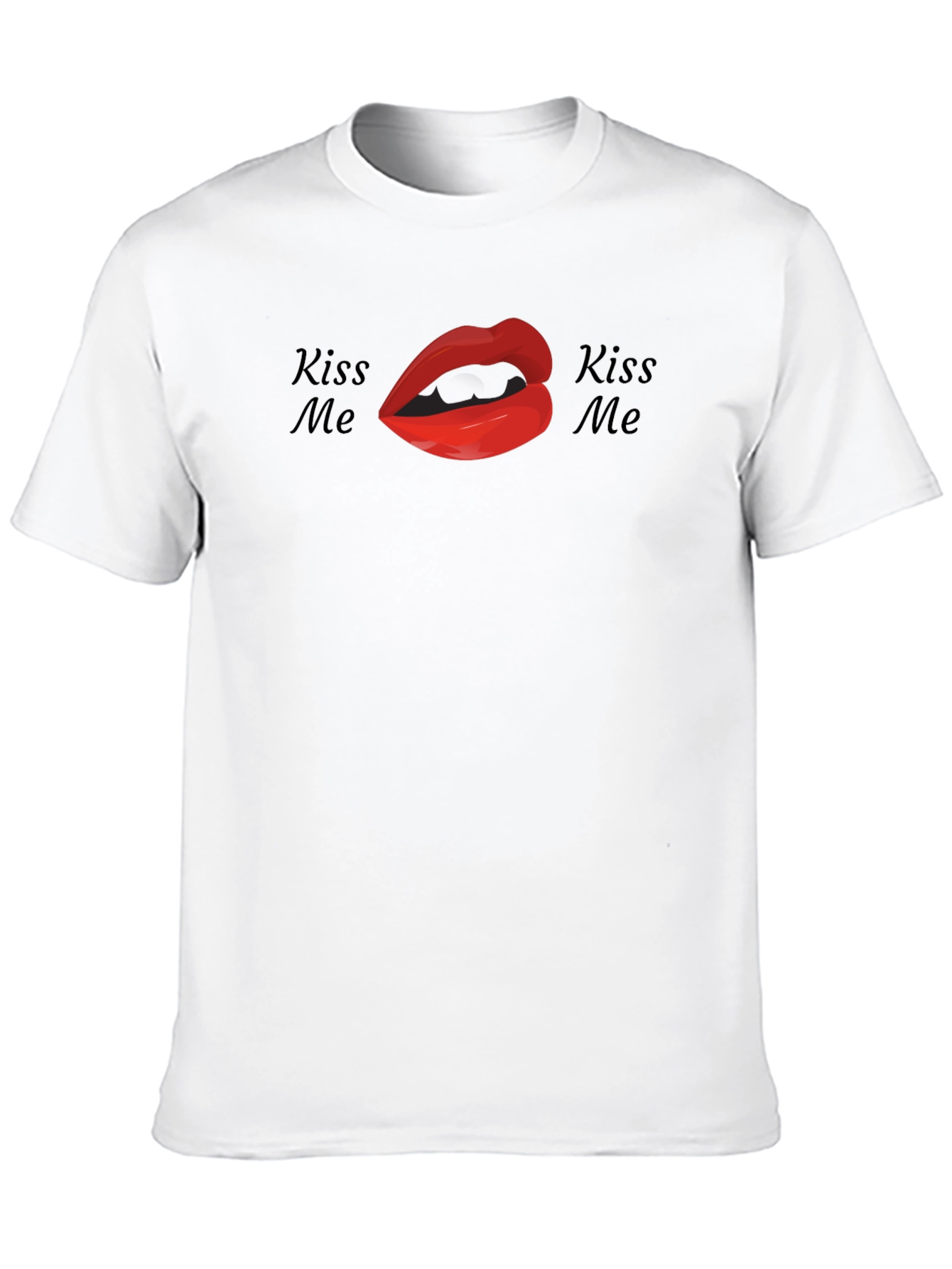 Kiss Me Lips Graphic Tee - Black Cotton Shirt
