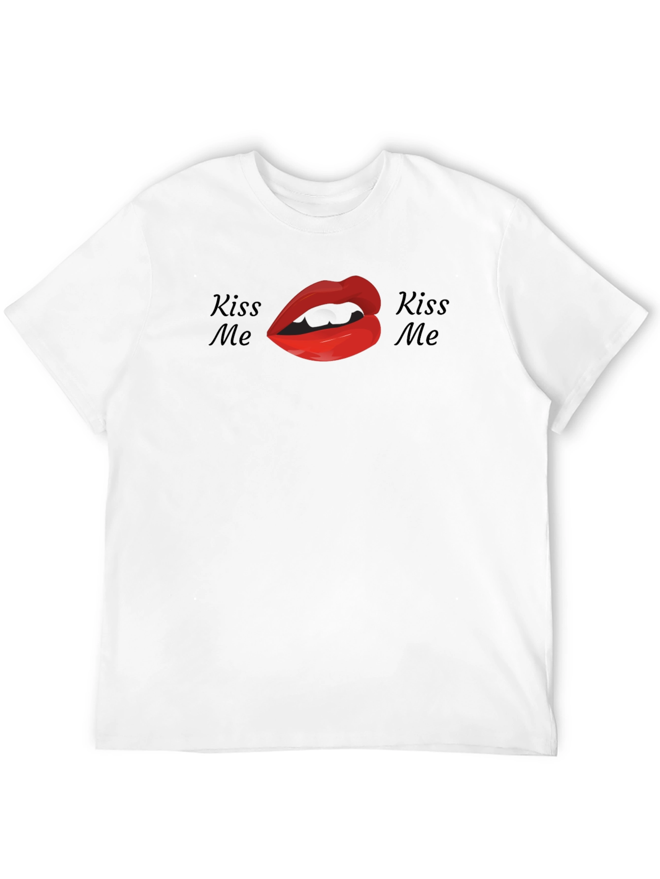 Kiss Me Lips Graphic Tee - Black Cotton Shirt