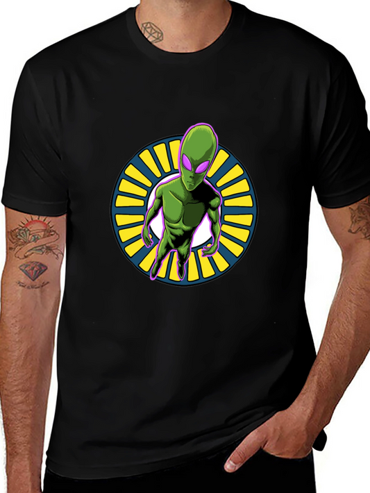 Alien Graphic T-Shirt - Black Cotton Blend Tee