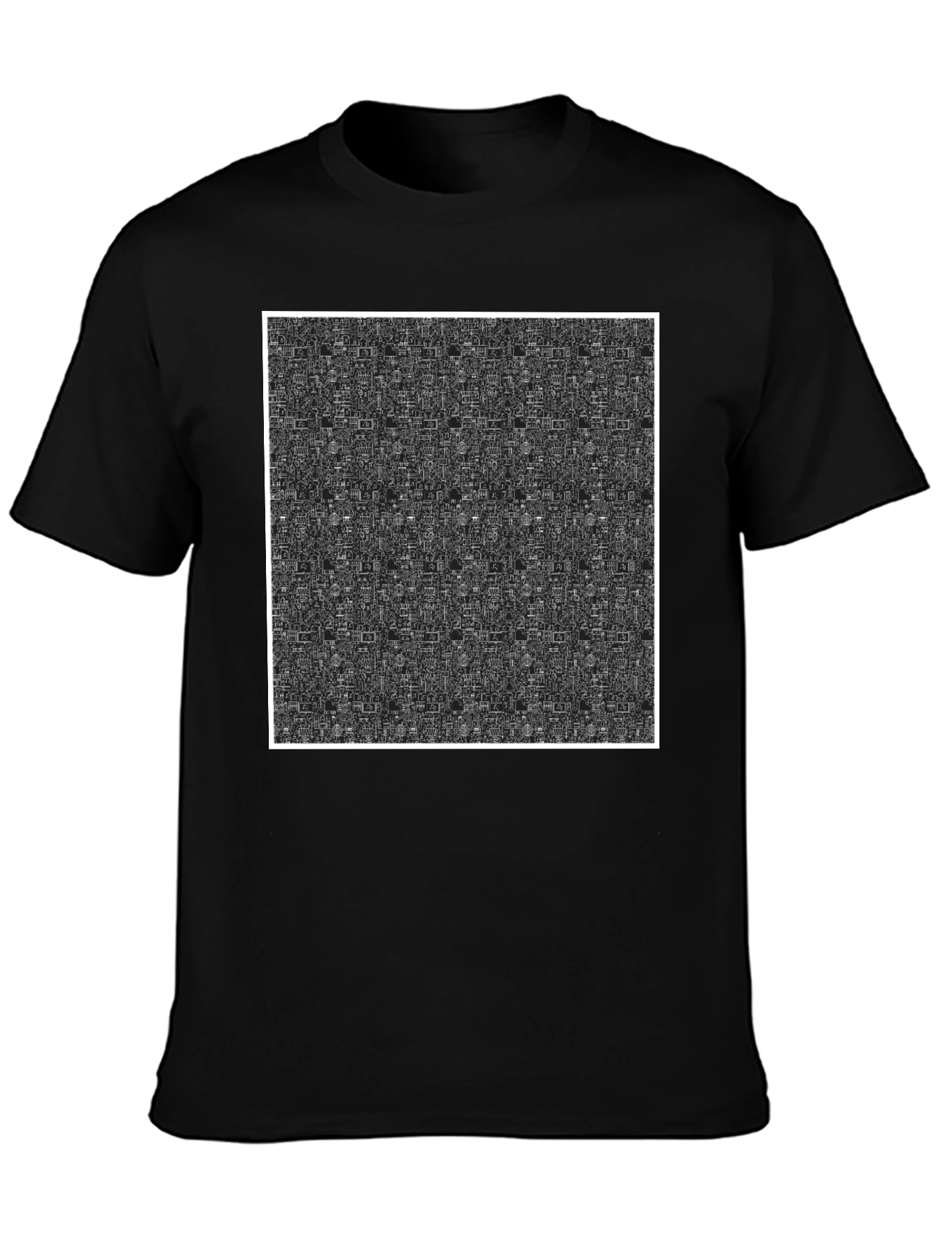 Abstract Pattern Black Crew Neck T-Shirt