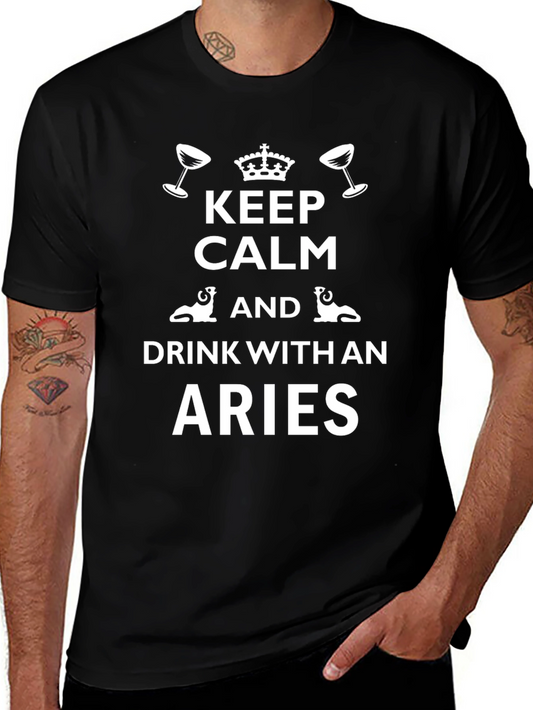 Keep Calm Aries T-Shirt - Zodiac Drink Tee