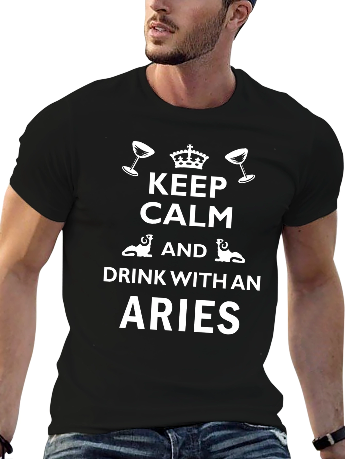 Keep Calm Aries T-Shirt - Zodiac Drink Tee