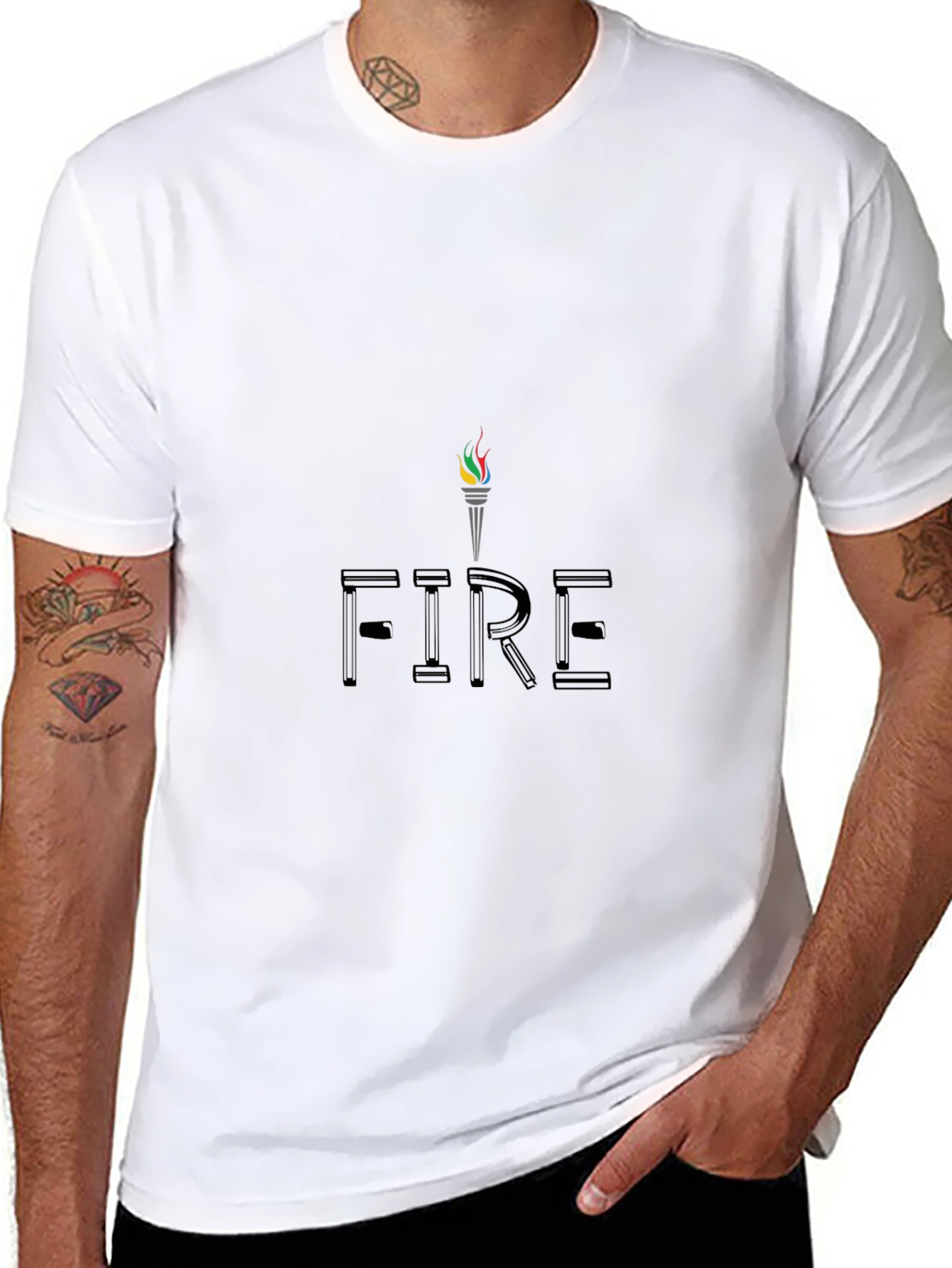 Mens Black FIRE Graphic Tee