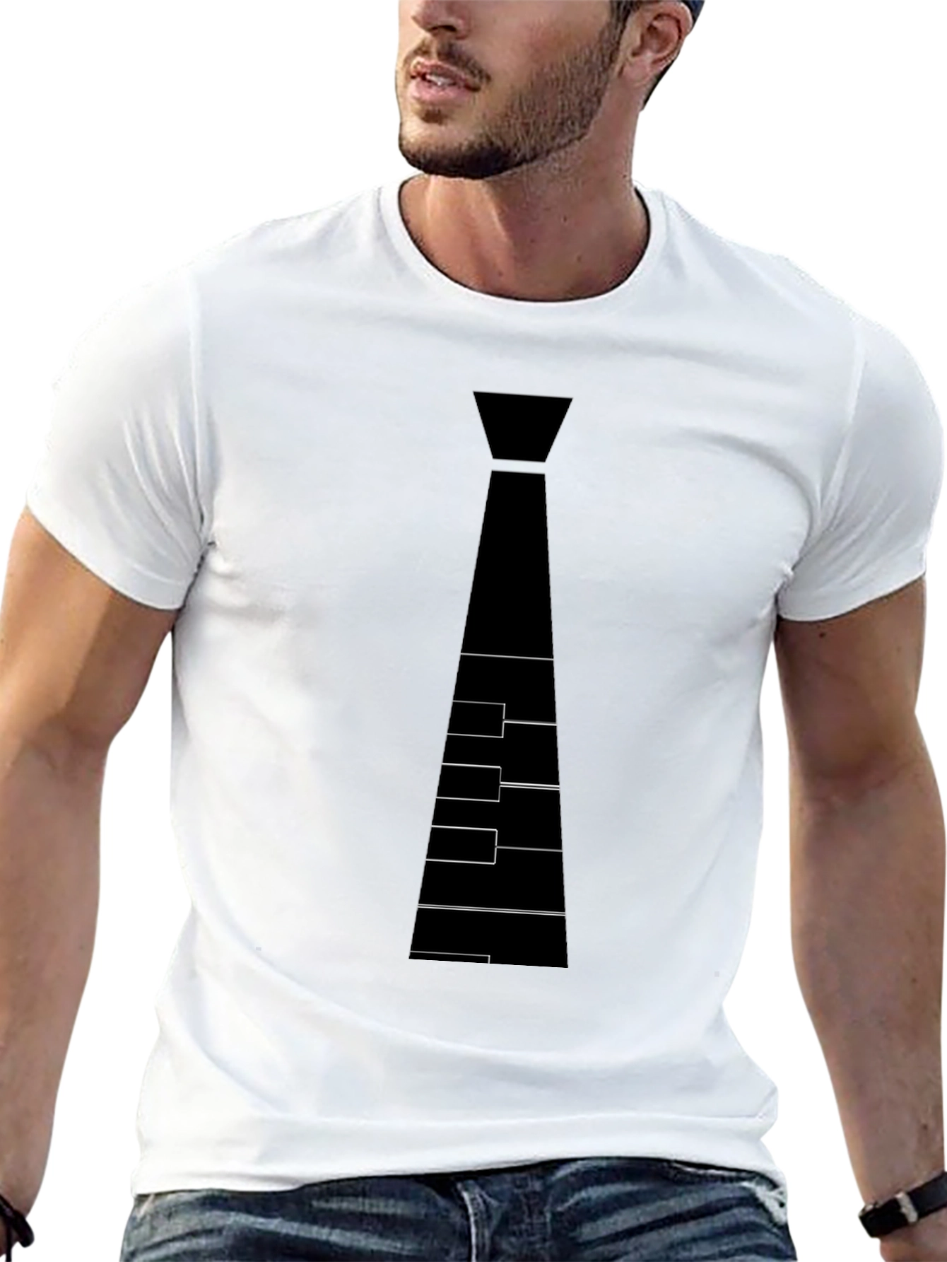 Piano Tie T-Shirt - Stylish Music Lover Tee