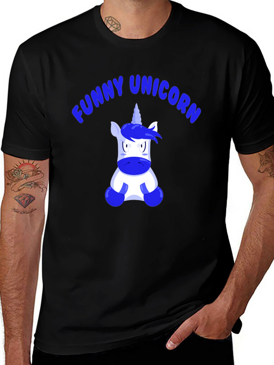 Funny Unicorn Graphic Tee - Black Cotton T-Shirt