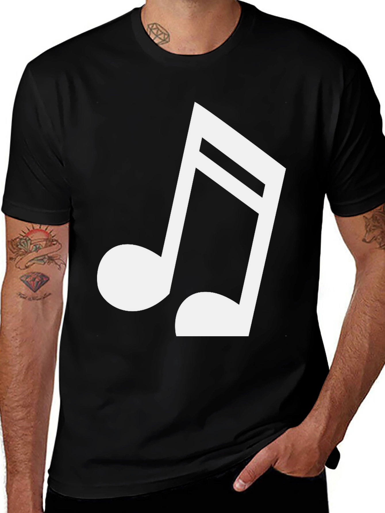 Musical Note Graphic Tee - Classic Black Shirt