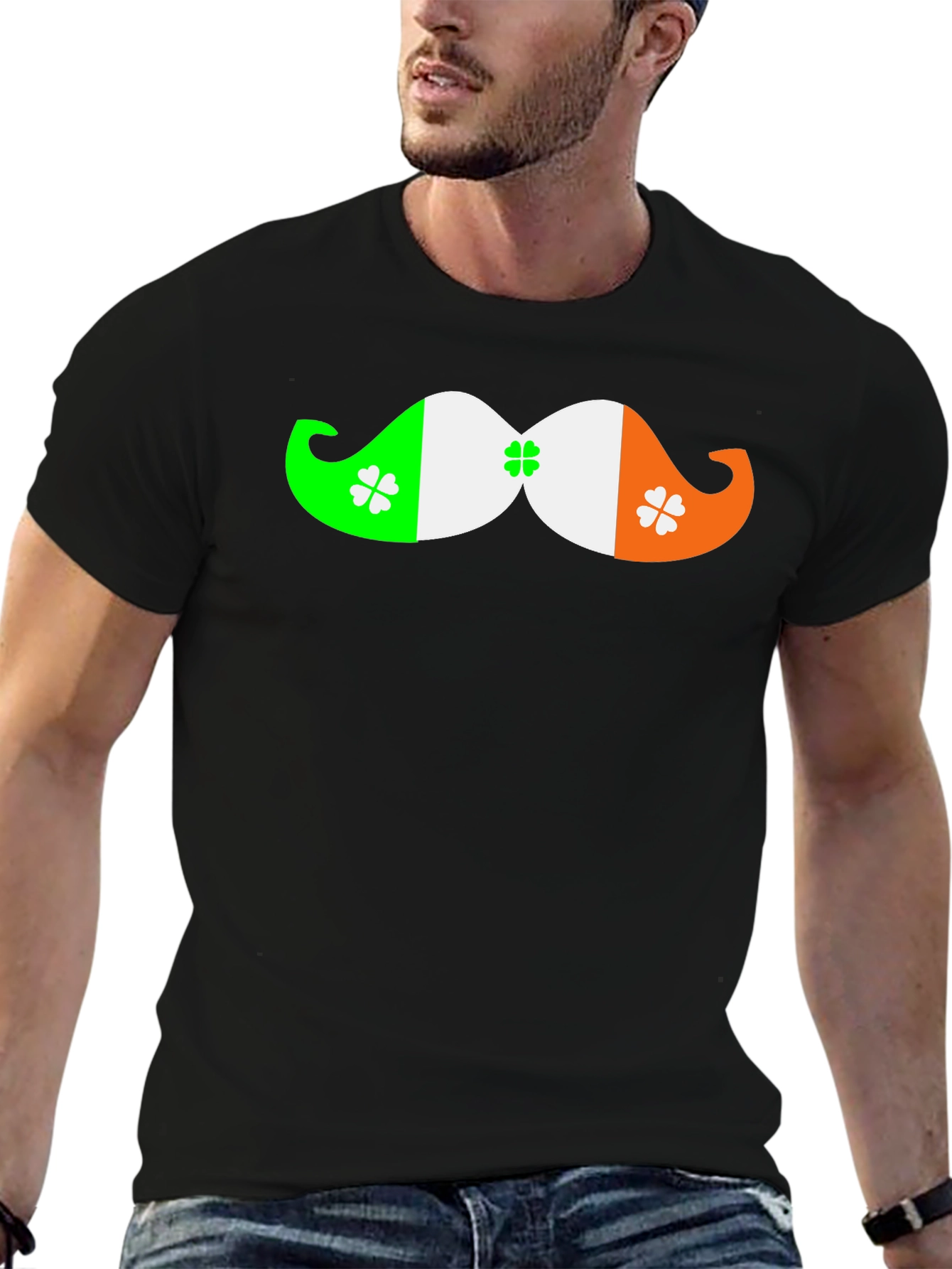 St. Patricks Day Irish Flag Mustache T-Shirt