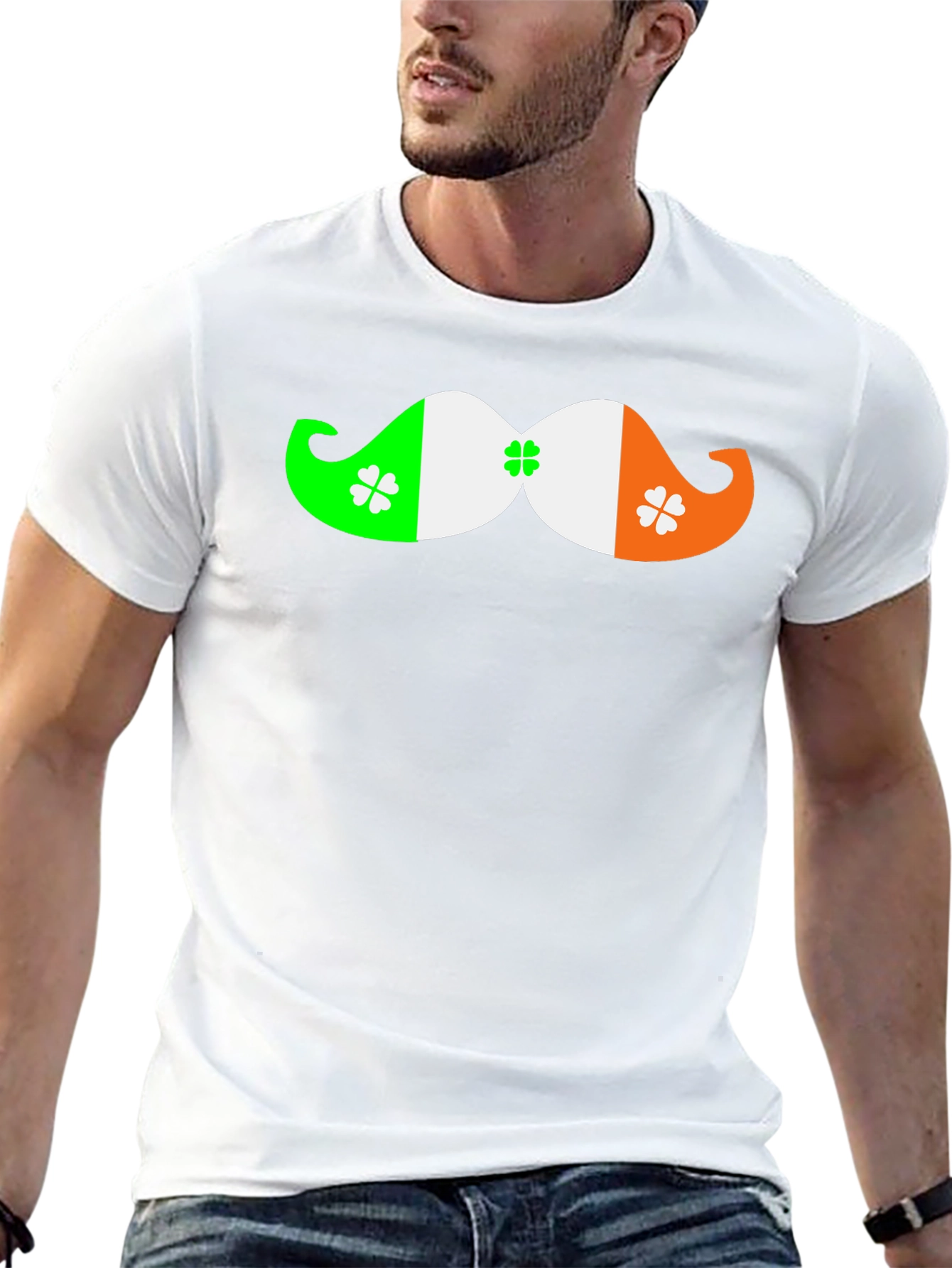 St. Patricks Day Irish Flag Mustache T-Shirt