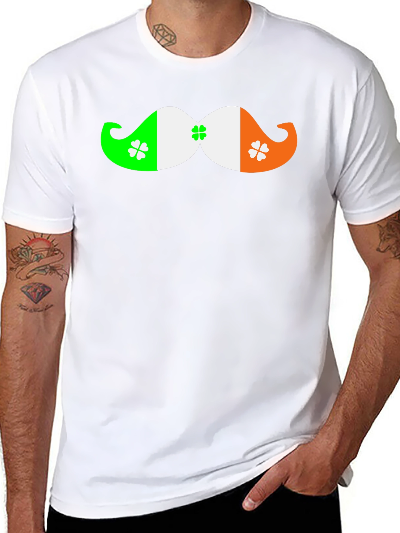 St. Patricks Day Irish Flag Mustache T-Shirt