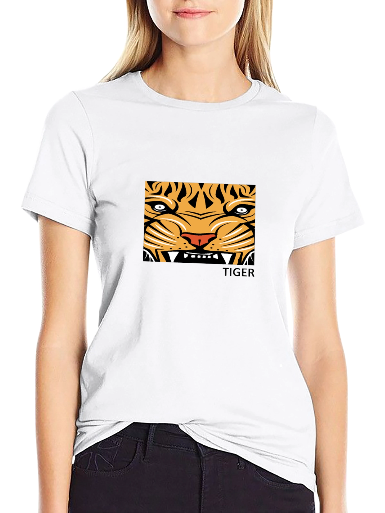 Tiger Face Graphic Black T-Shirt