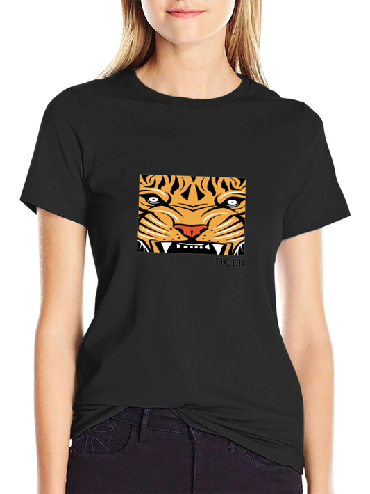 Tiger Face Graphic Black T-Shirt