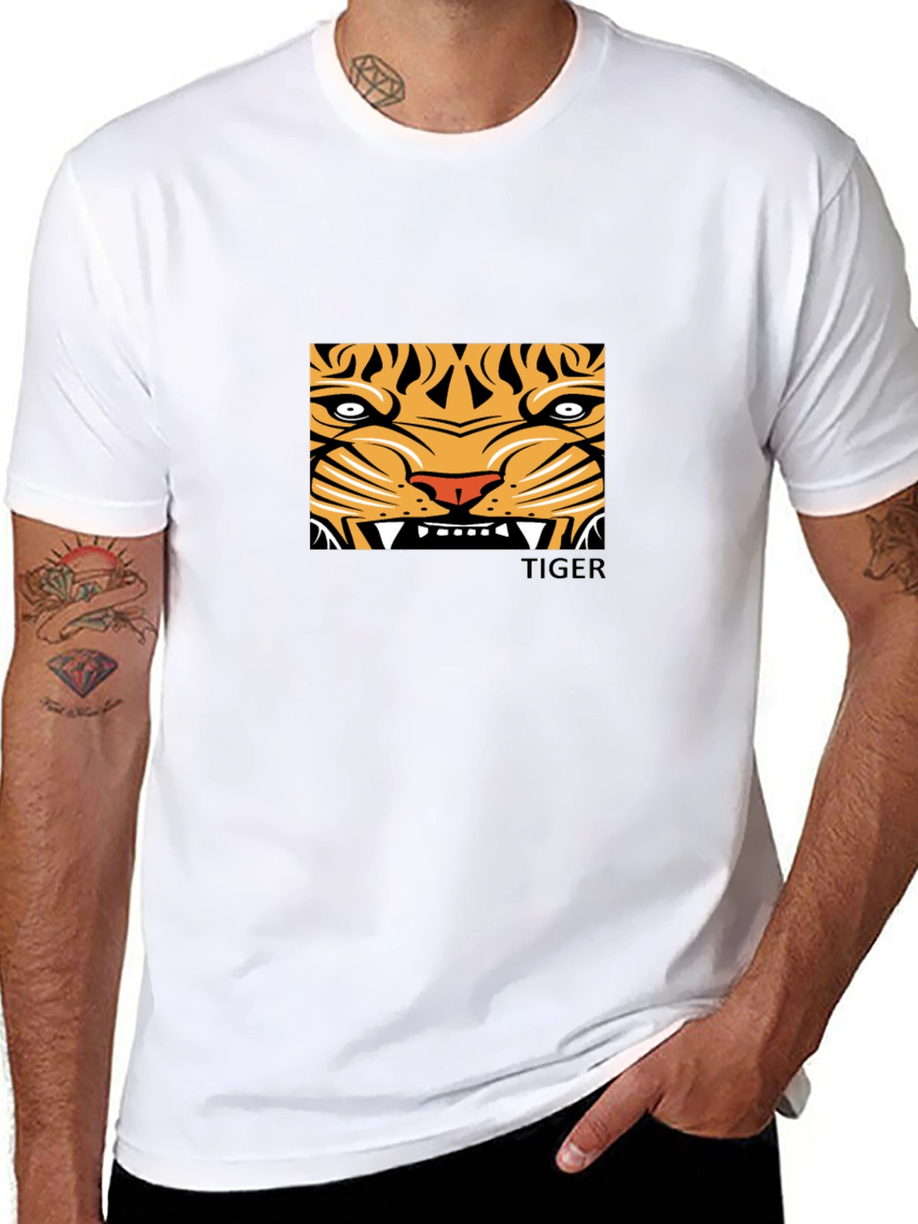 Tiger Face Graphic Black T-Shirt