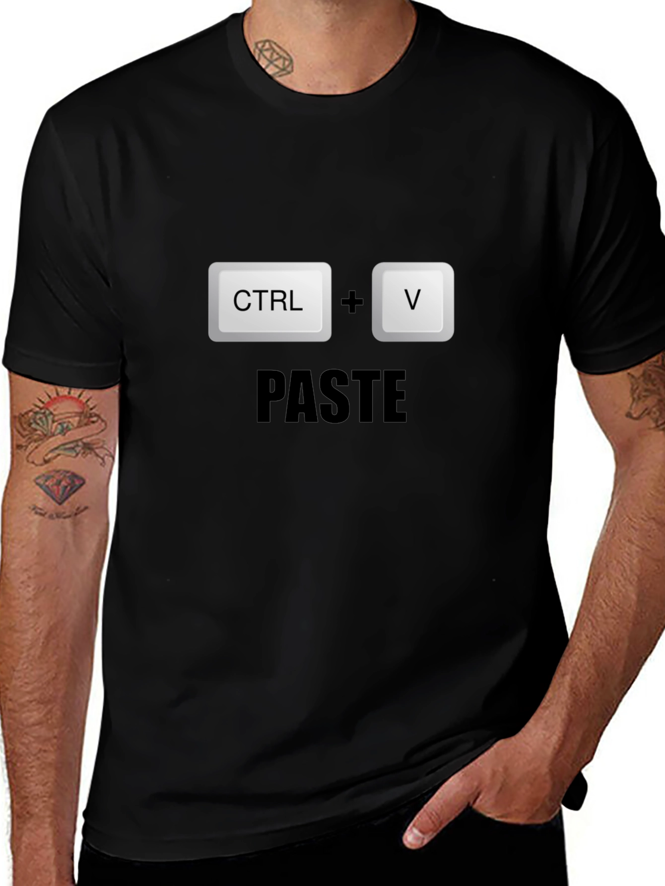 CTRL+V Paste Black T-Shirt - Programmer Humor!