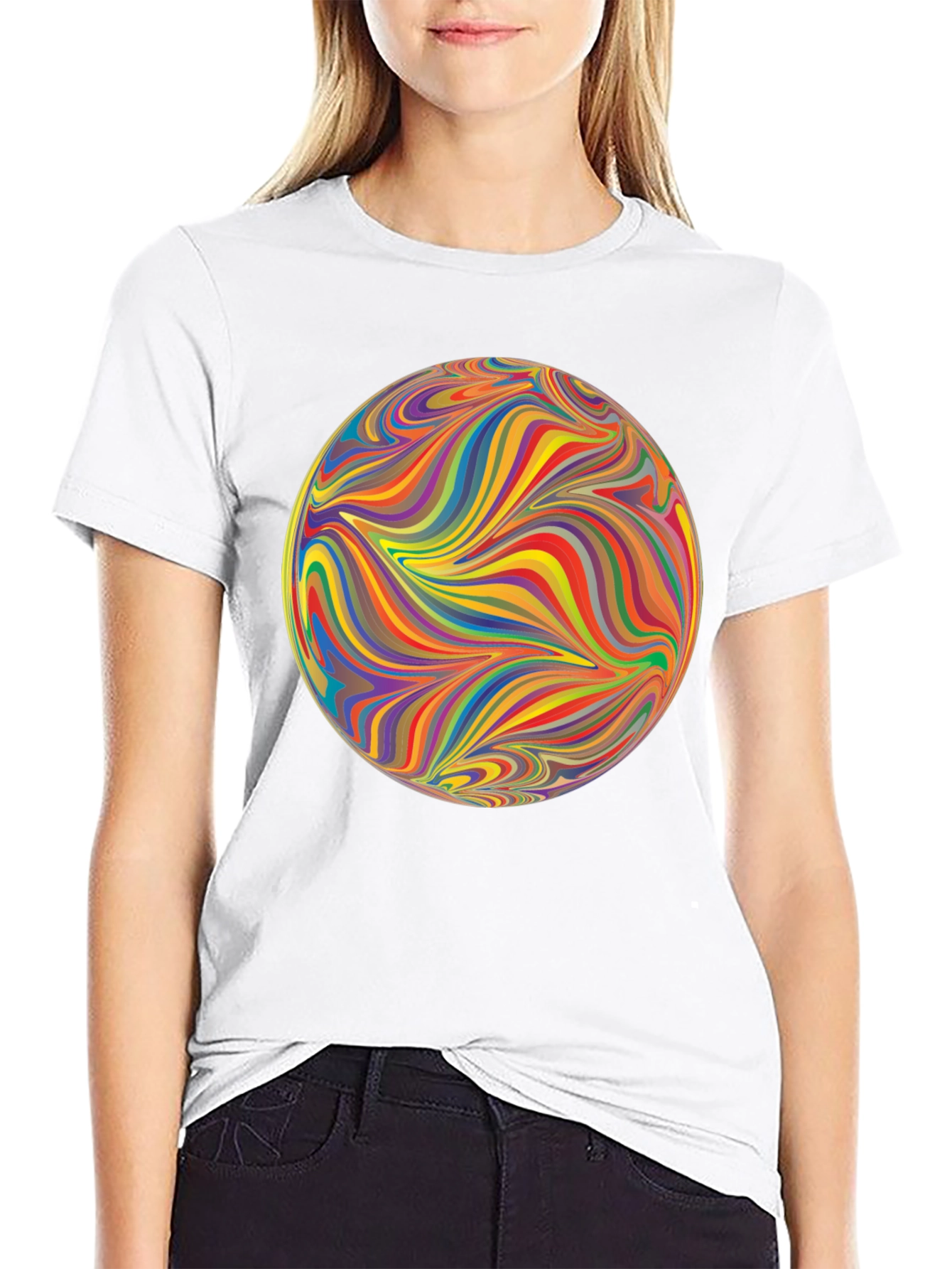 Vibrant Abstract Sphere Graphic Tee - Modern Art Shirt