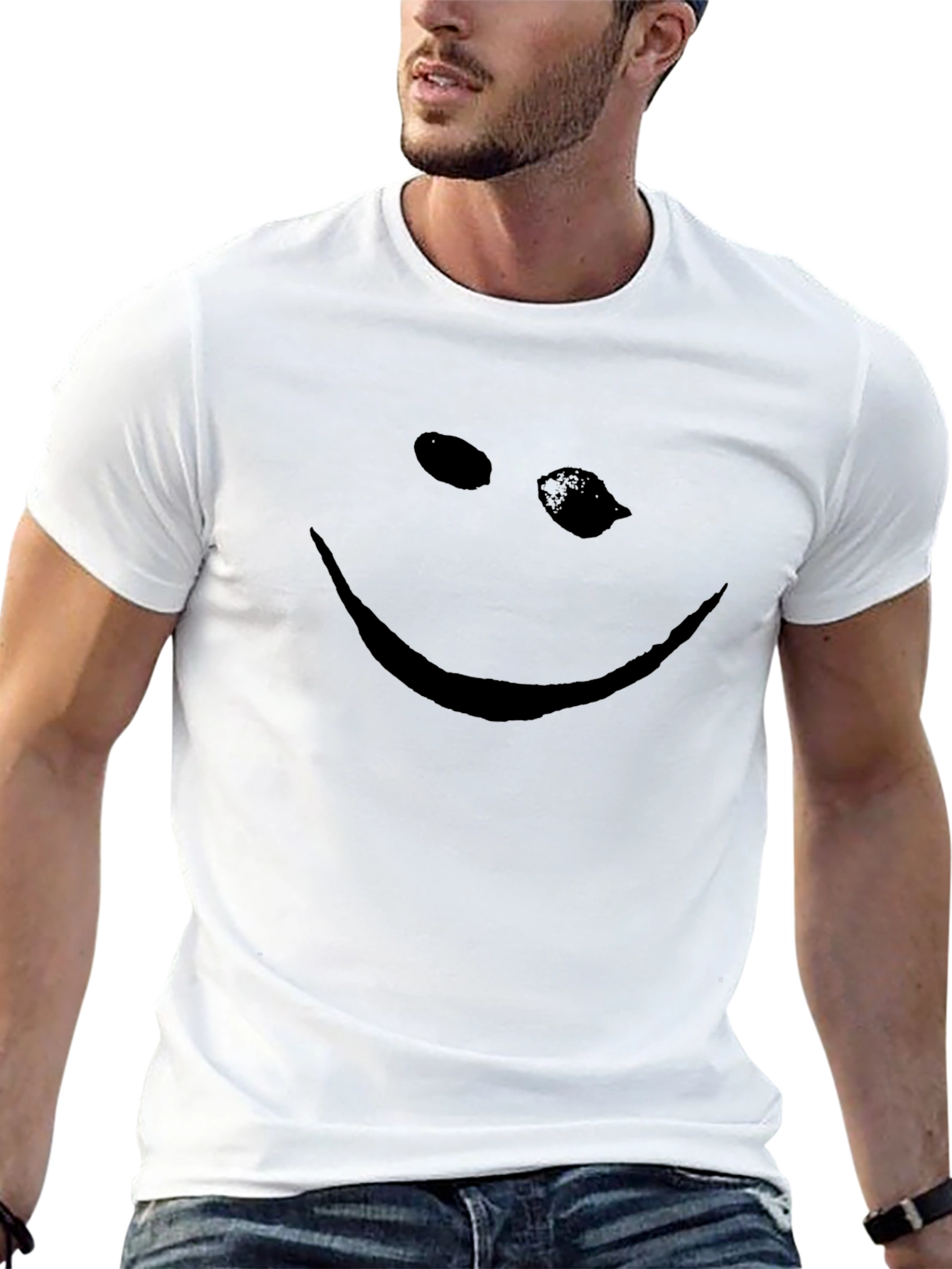 Black T-Shirt - Distorted Smile Graphic Tee