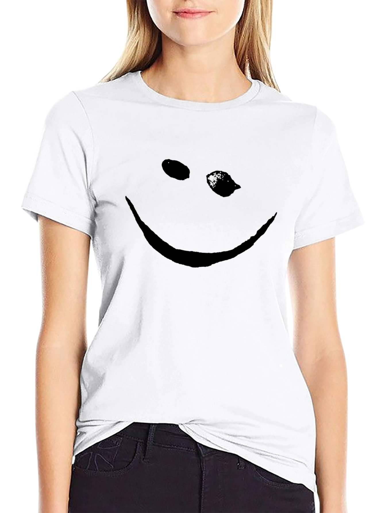 Black T-Shirt - Distorted Smile Graphic Tee