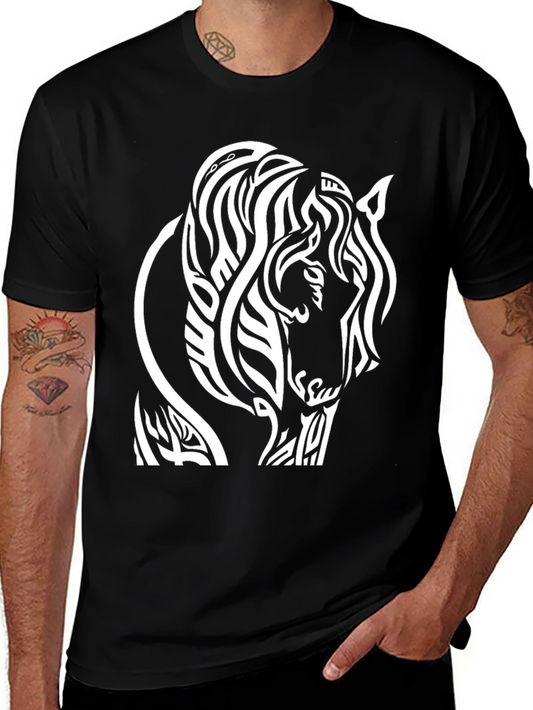 Tribal Horse Graphic T-Shirt - Black