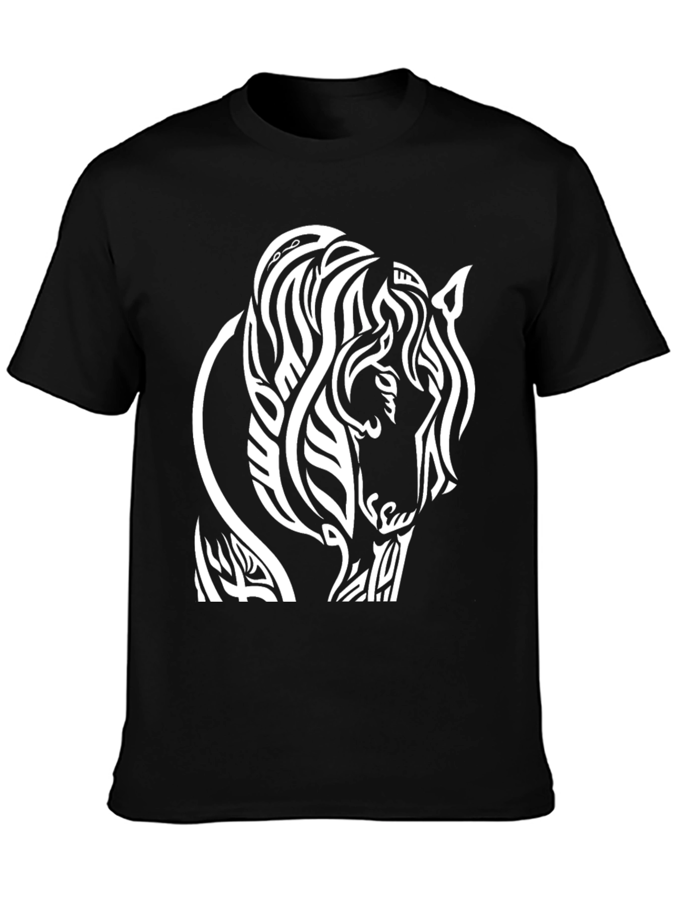Tribal Horse Graphic T-Shirt - Black