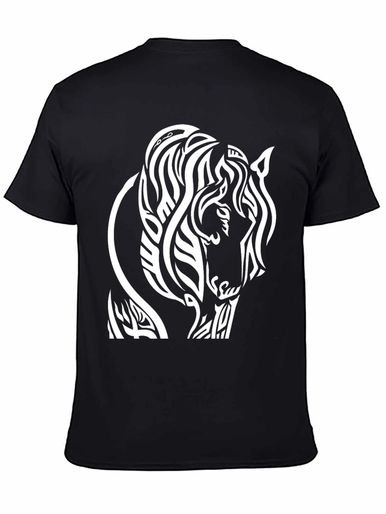 Tribal Horse Graphic T-Shirt - Black