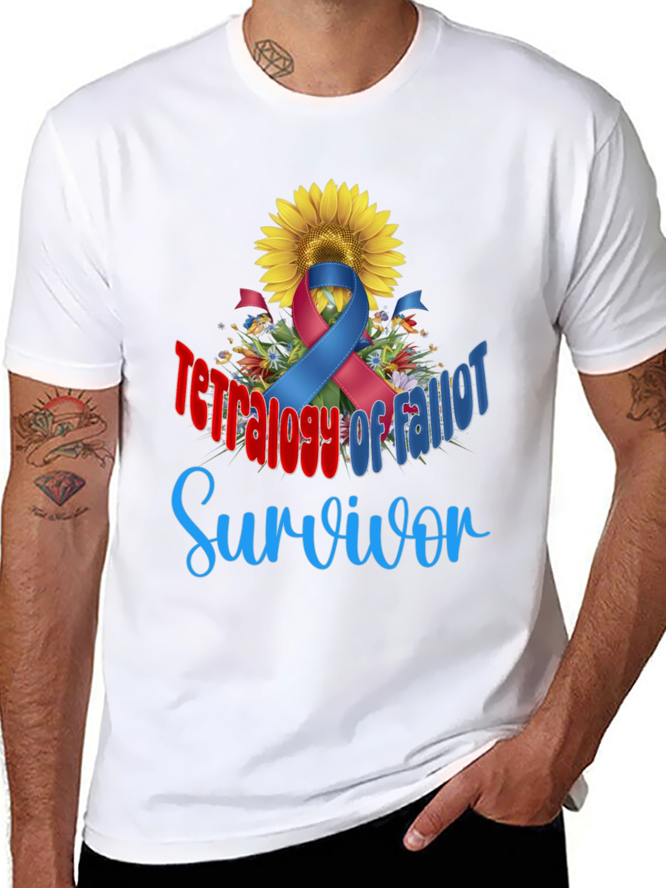 Tetralogy of Fallot Survivor T-Shirt Sunflower Ribbon