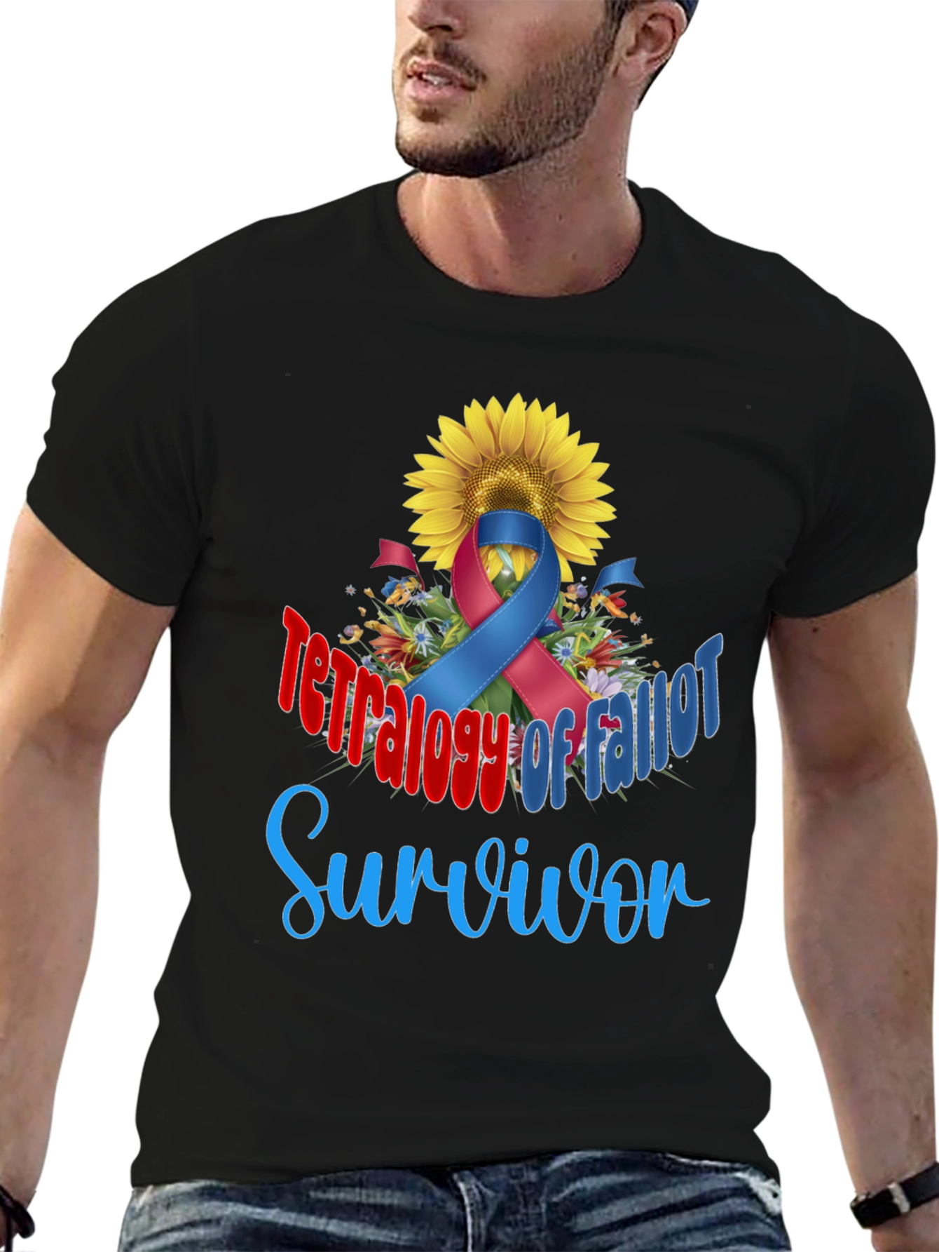 Tetralogy of Fallot Survivor T-Shirt Sunflower Ribbon