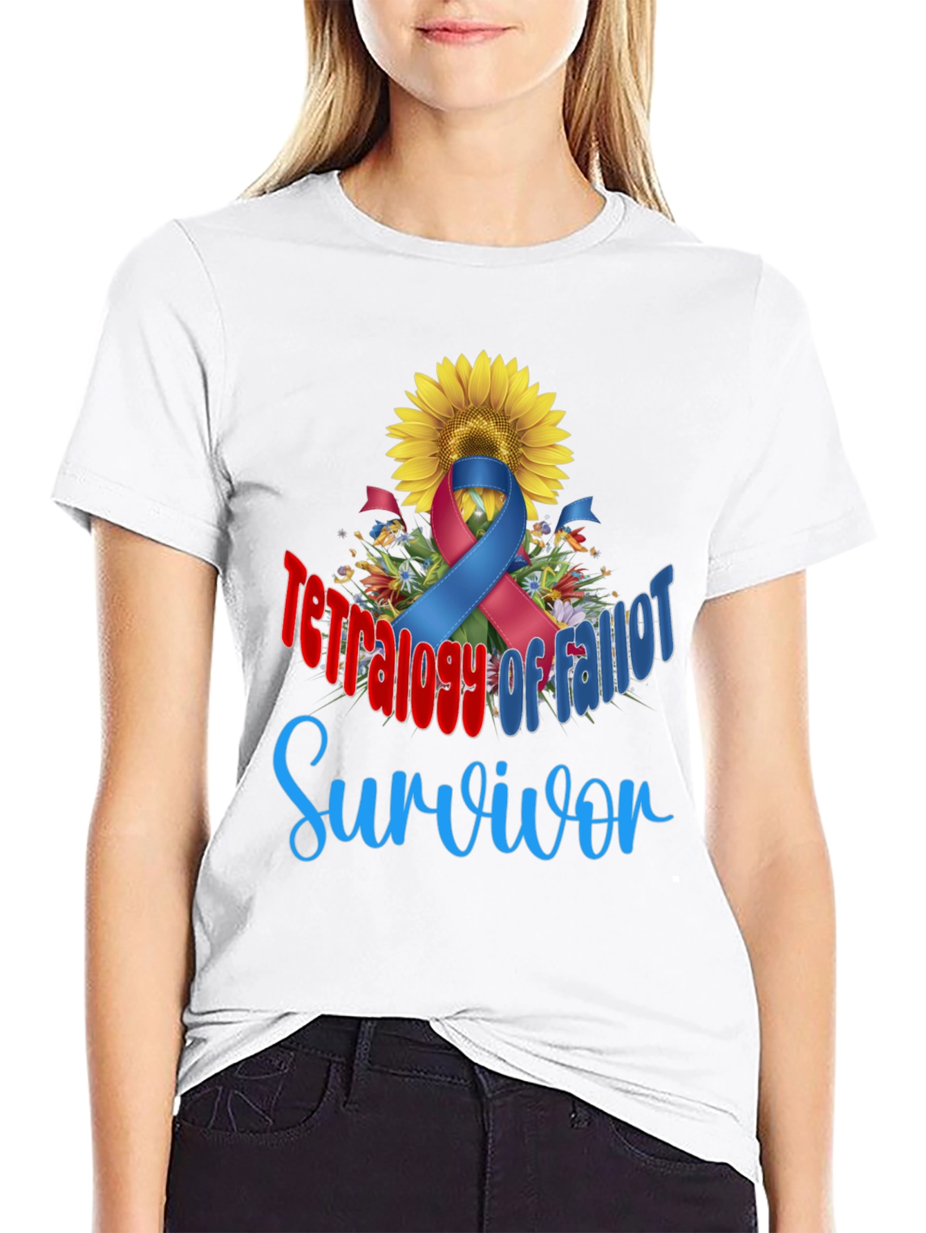 Tetralogy of Fallot Survivor T-Shirt Sunflower Ribbon