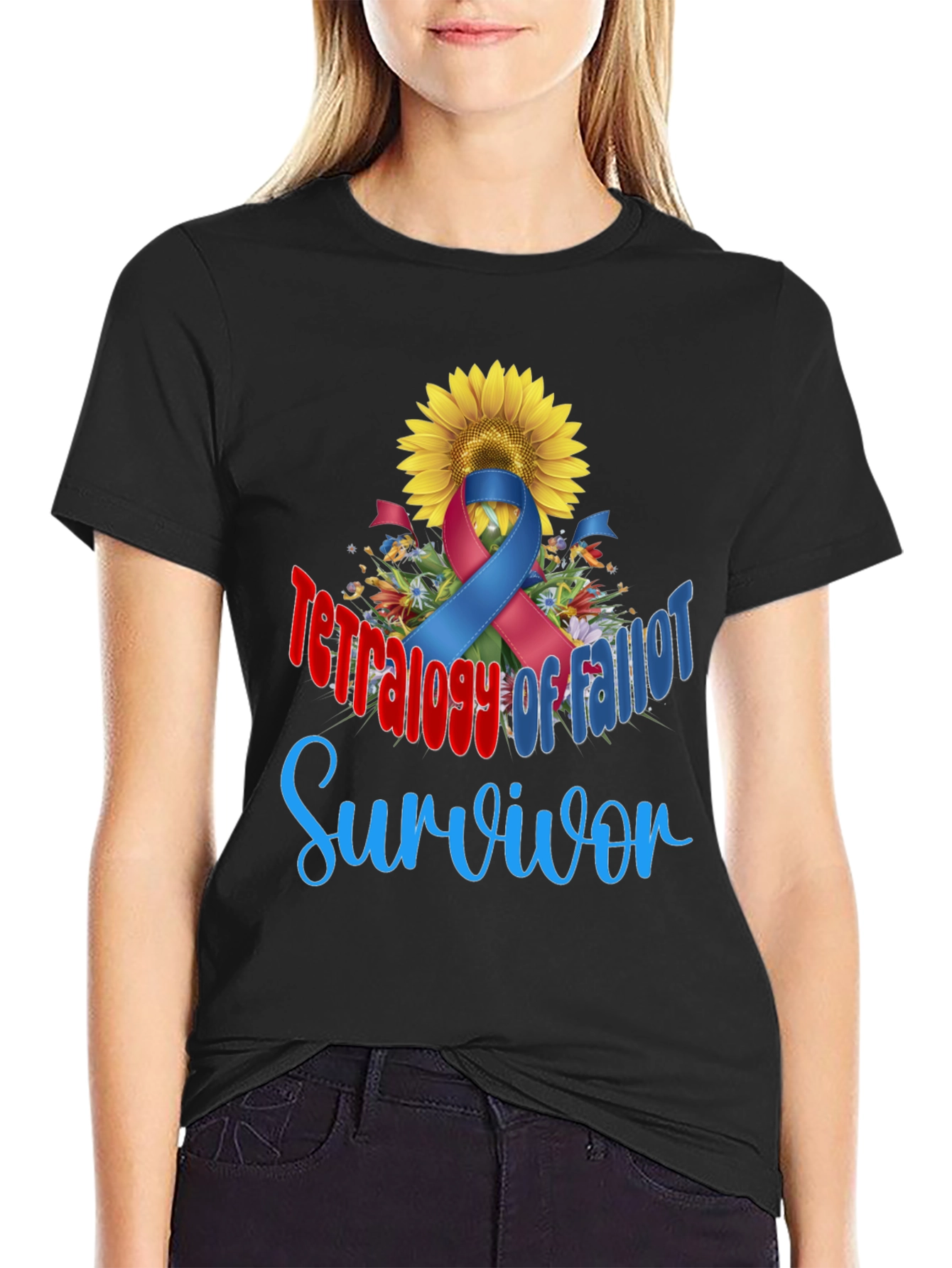 Tetralogy of Fallot Survivor T-Shirt Sunflower Ribbon