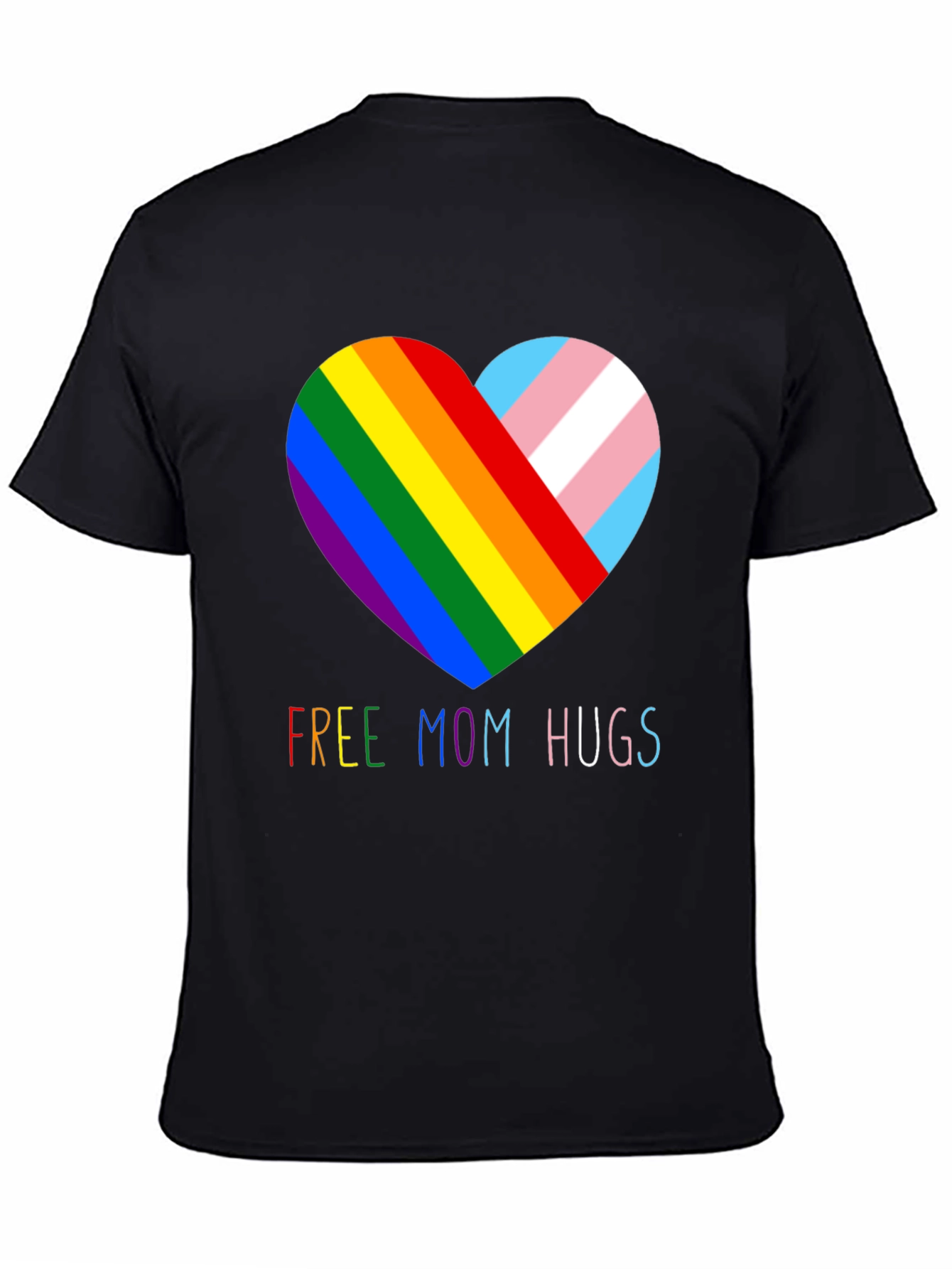 Free Mom Hugs LGBTQ+ Pride Rainbow Heart T-Shirt